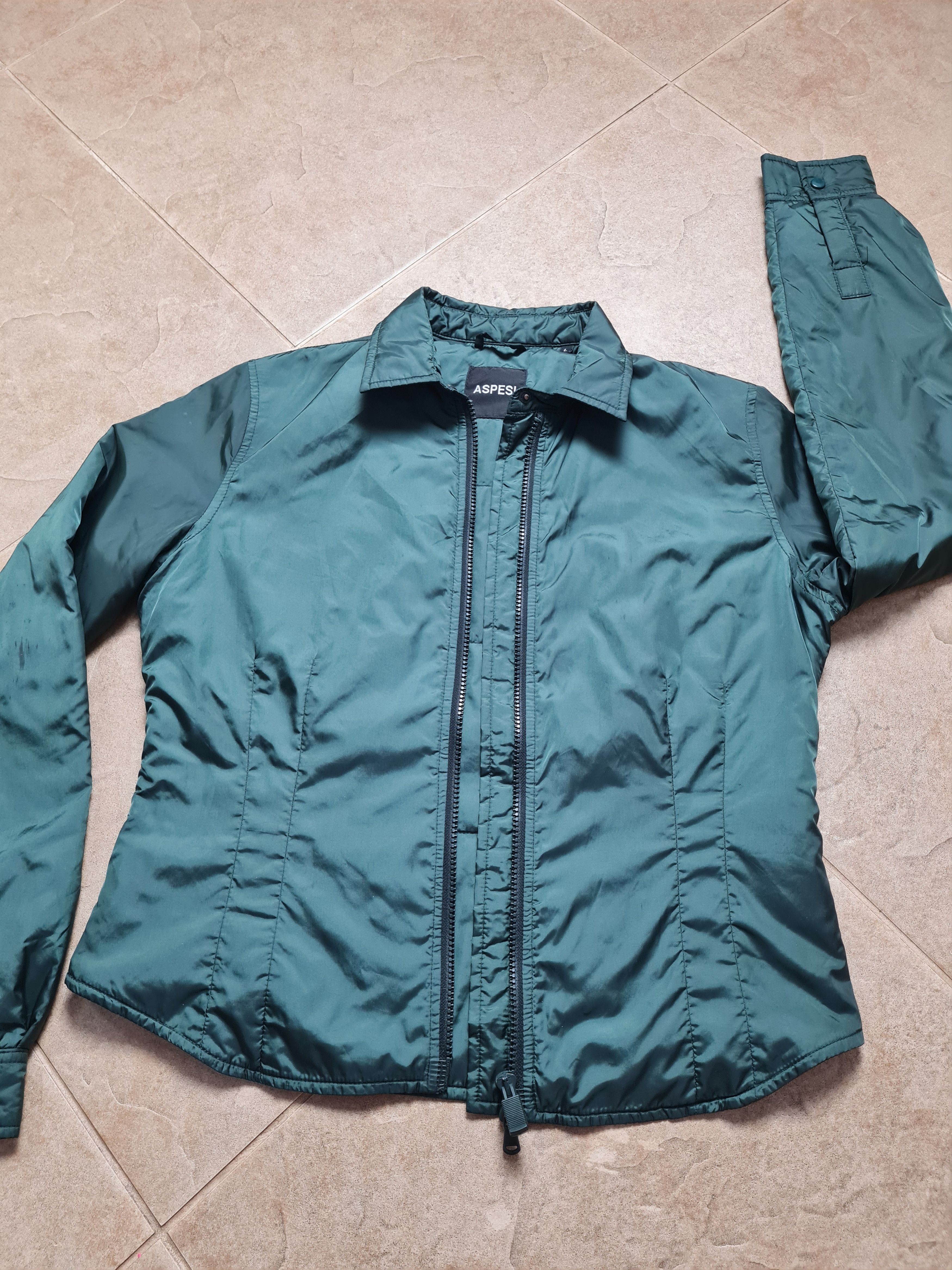 Aspesi ASPESI Women's Dark Green Nylon Jacket Full Zip Windbreaker Size L / US 10 / IT 46 - 16 Thumbnail
