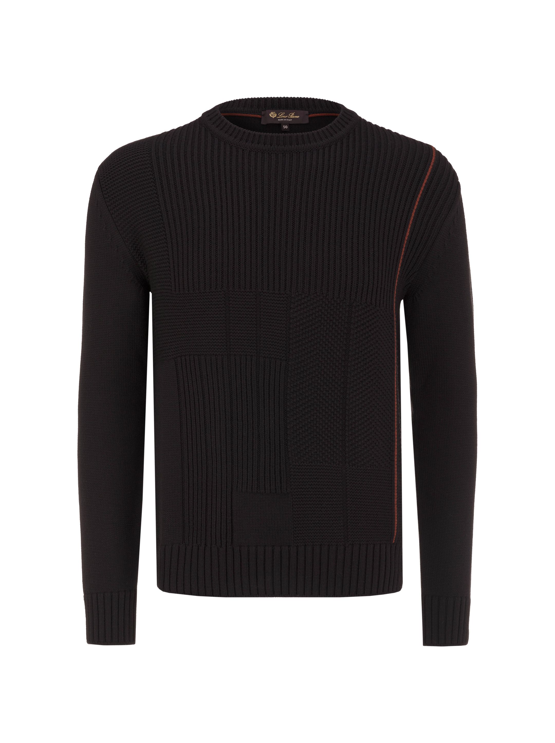 image of Loro Piana O1Loc1C0124 Crew Neck Sweater In Black, Men's (Size XL)
