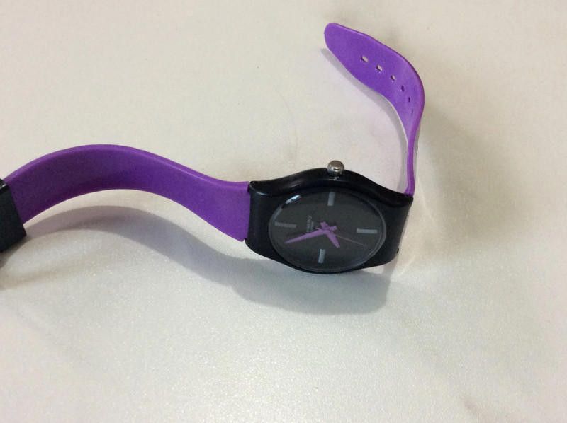 Designer identity black dial purple plastic strap watch Size ONE SIZE - 1 Thumbnail