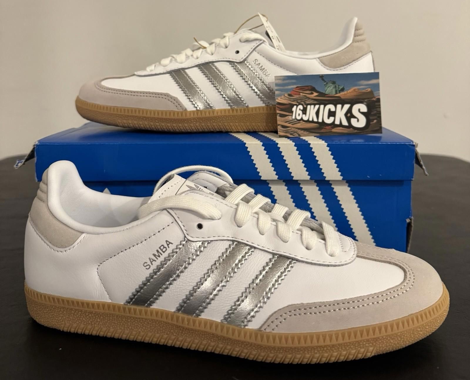 Adidas Size 7 - Adidas Samba OG White Silver Metallic Grey W Size US 7 / IT 37 - 1 Thumbnail