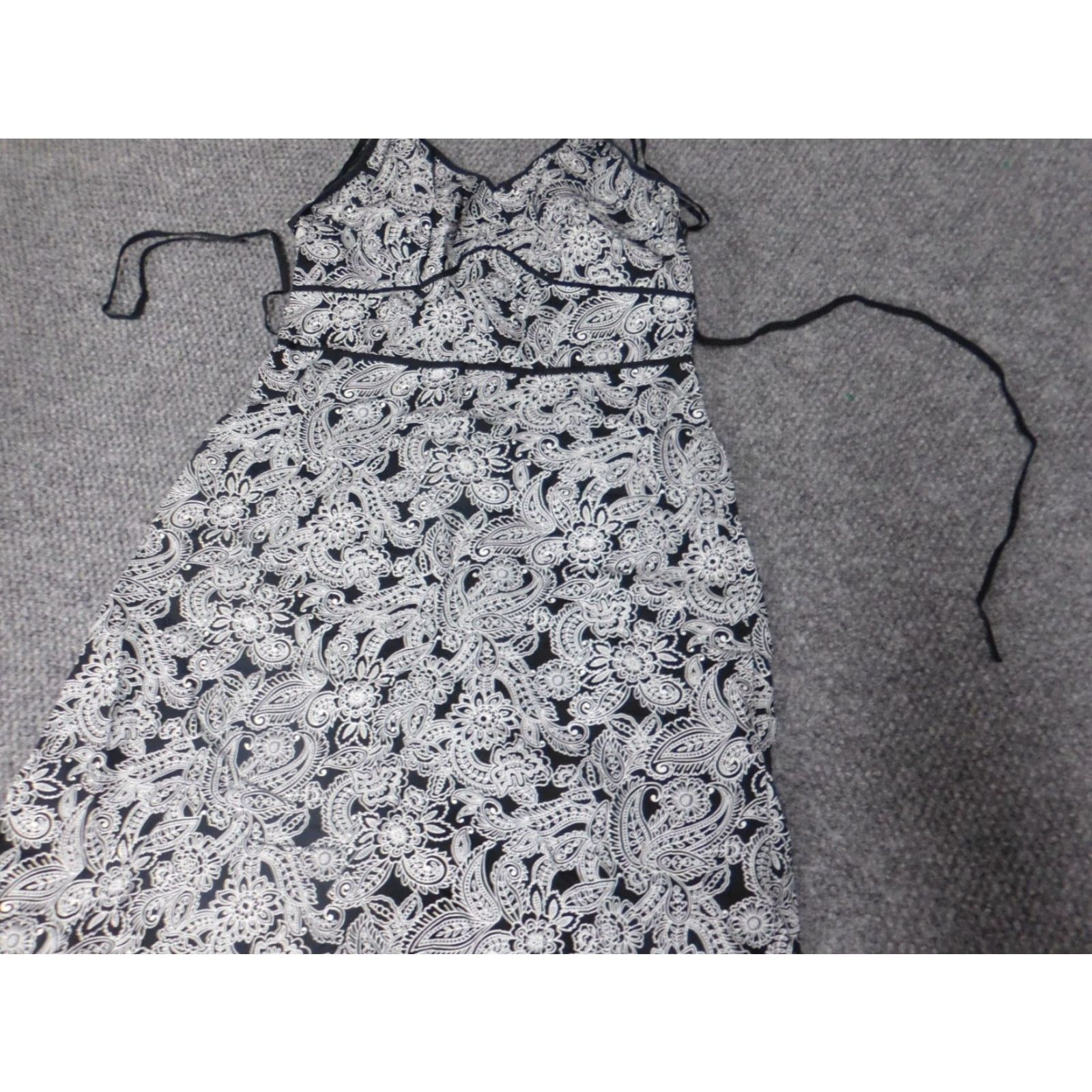 Vintage Componix Womens Dress Midi Black Floral A-Line Knit Polyester Pockets Sleeveless Raglan Short Sleeves Crew Neck Casual 10 Size L / US 10 / IT 46 - 3 Thumbnail