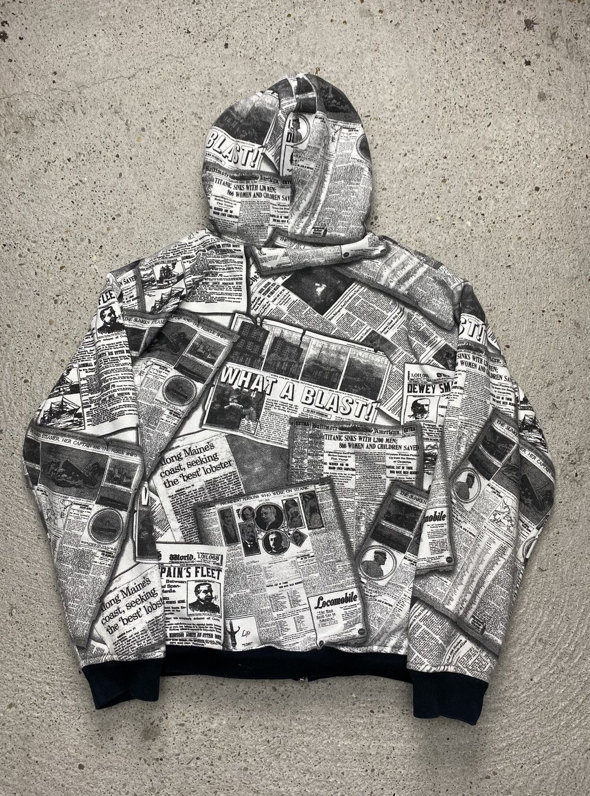 Japanese Brand Japan style hoodie newspapers full print zip vintage y2k Size US L / EU 52-54 / 3 - 2 Thumbnail