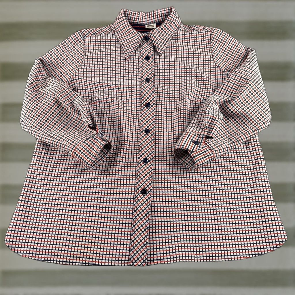 Vintage VINTAGE Montgomery Ward Shirt Mens Large Orange Navy White Grid Stretch 60s RARE Size US L / EU 52-54 / 3 - 1 Thumbnail