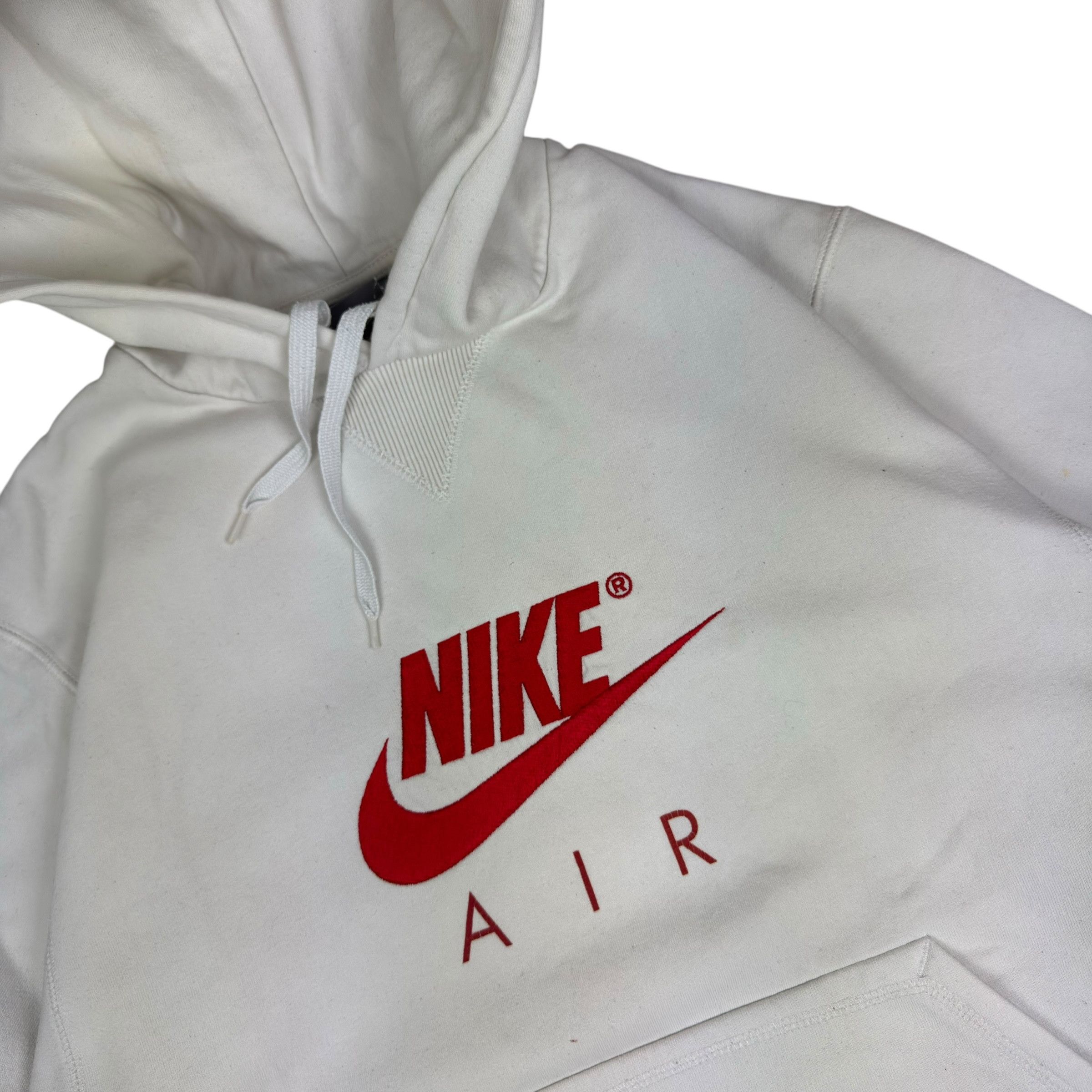 Nike Nike Air Men's White Red Logo Fleece Lined Pullover Hoodie L Size US L / EU 52-54 / 3 - 7 Thumbnail