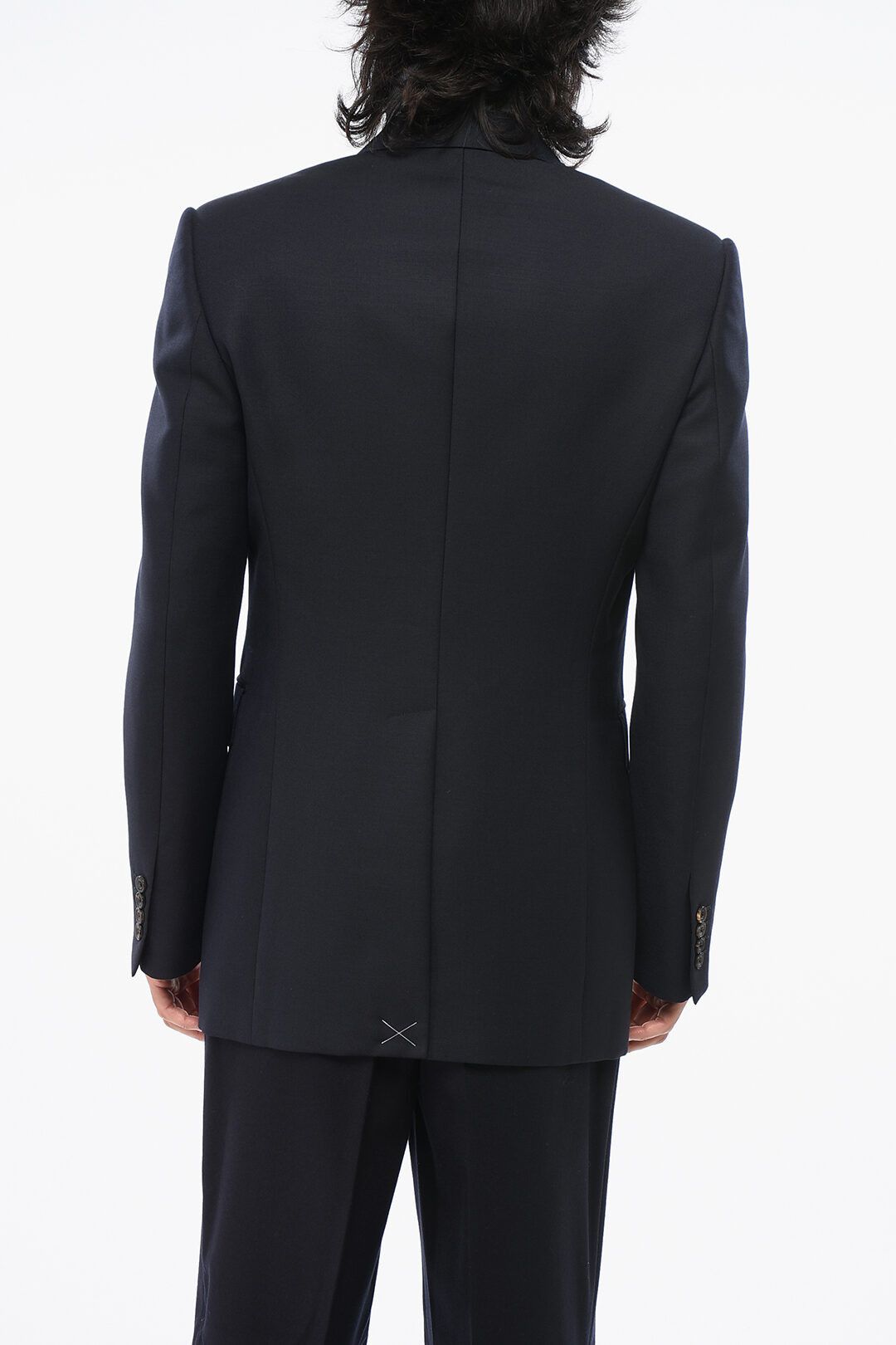 Alexander McQueen og1mm0925 Wool Blend Double-Breasted Blazer in Navy Size US M / EU 48-50 / 2 - 2 Thumbnail