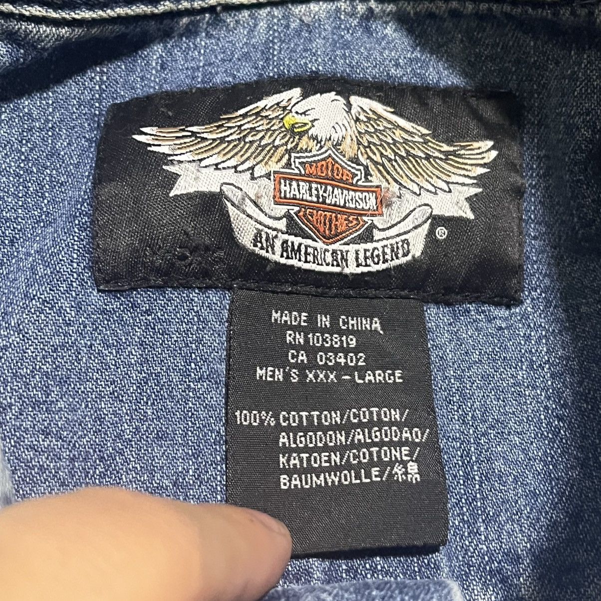 Harley Davidson VINTAGE HARLEY DAVIDSON EMBROIDERED EAGLE BIKE DENIM VEST Size US XXL / EU 58 / 5 - 7 Thumbnail