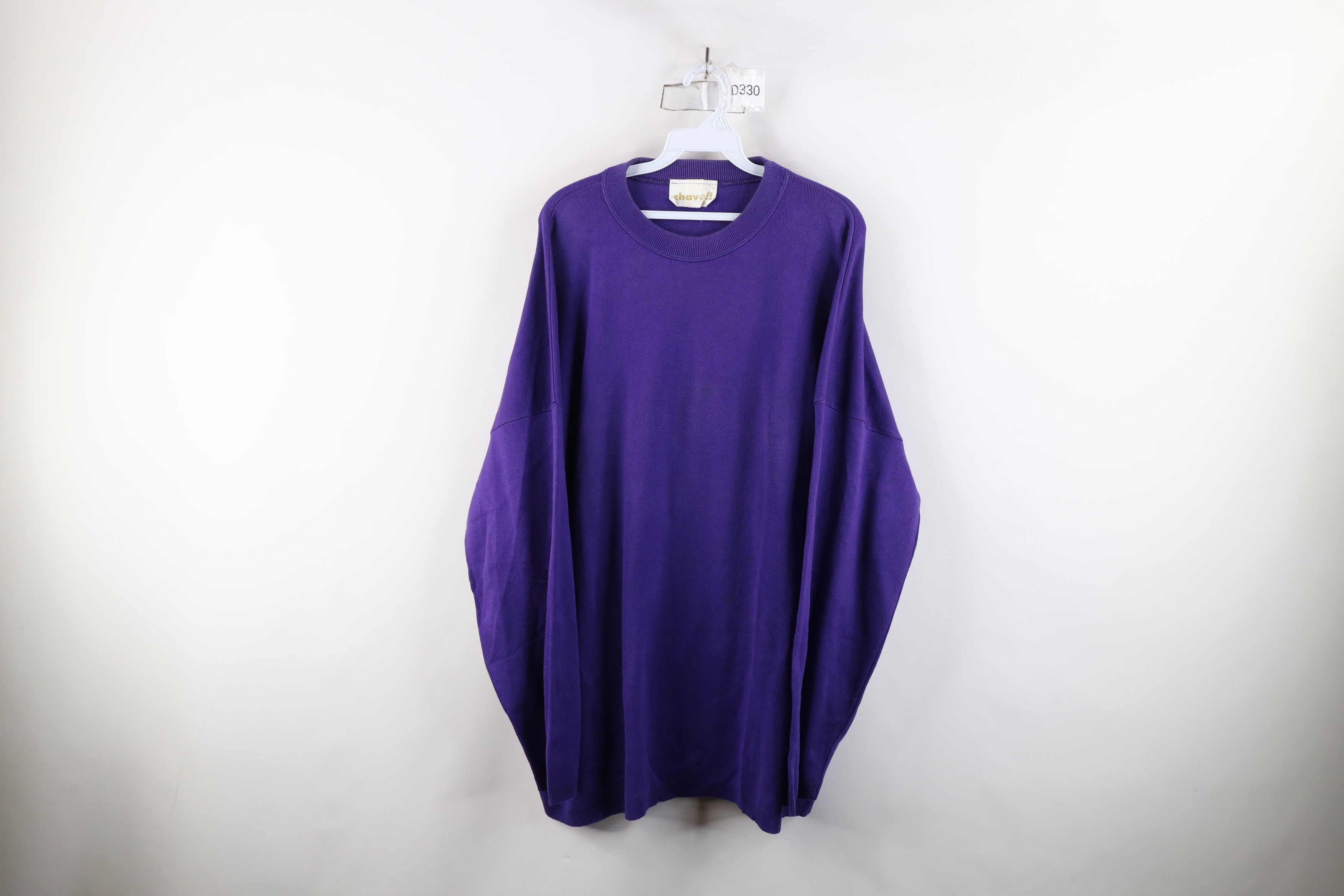 Vintage Vintage 90s Streetwear Blank Baggy Knit Crewneck Sweater USA Size XXL / US 16-18 / IT 52-54 - 1 Thumbnail