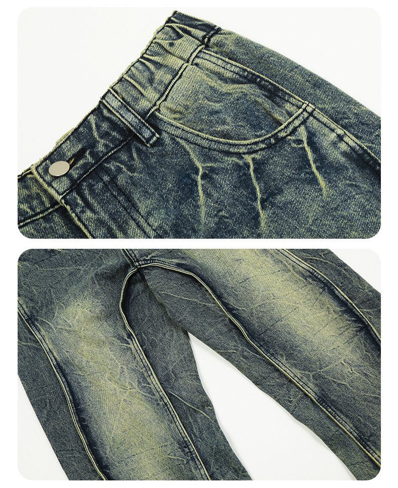 Japanese Brand × Jean × Vintage Washed Curved Lightning Jeans Size US 31 - 5 Thumbnail