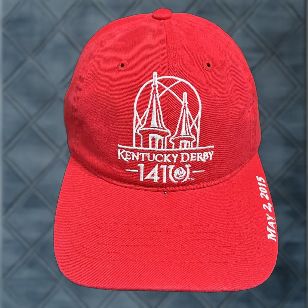 Vintage Main Gate Kentucky Derby Hat Cap Strap Men’s Red Cotton Embroidered Baseball Cap USA 90s Outdoor Adjustable One Size Mens Size ONE SIZE - 1 Thumbnail