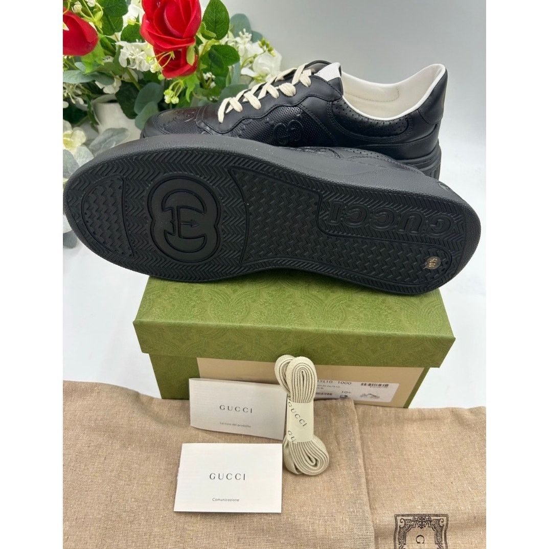 Gucci Men's Gucci, GG embossed leather sneakers size 10.5 Size US 11 / EU 44 - 7 Thumbnail