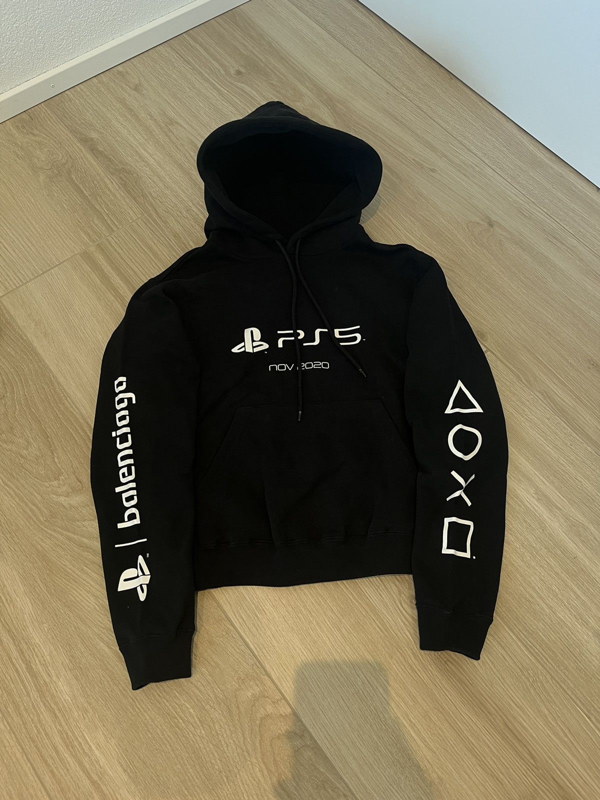 image of Balenciaga Playstation Ps5 Fitted Hoodie in Black, Men's (Size Large)