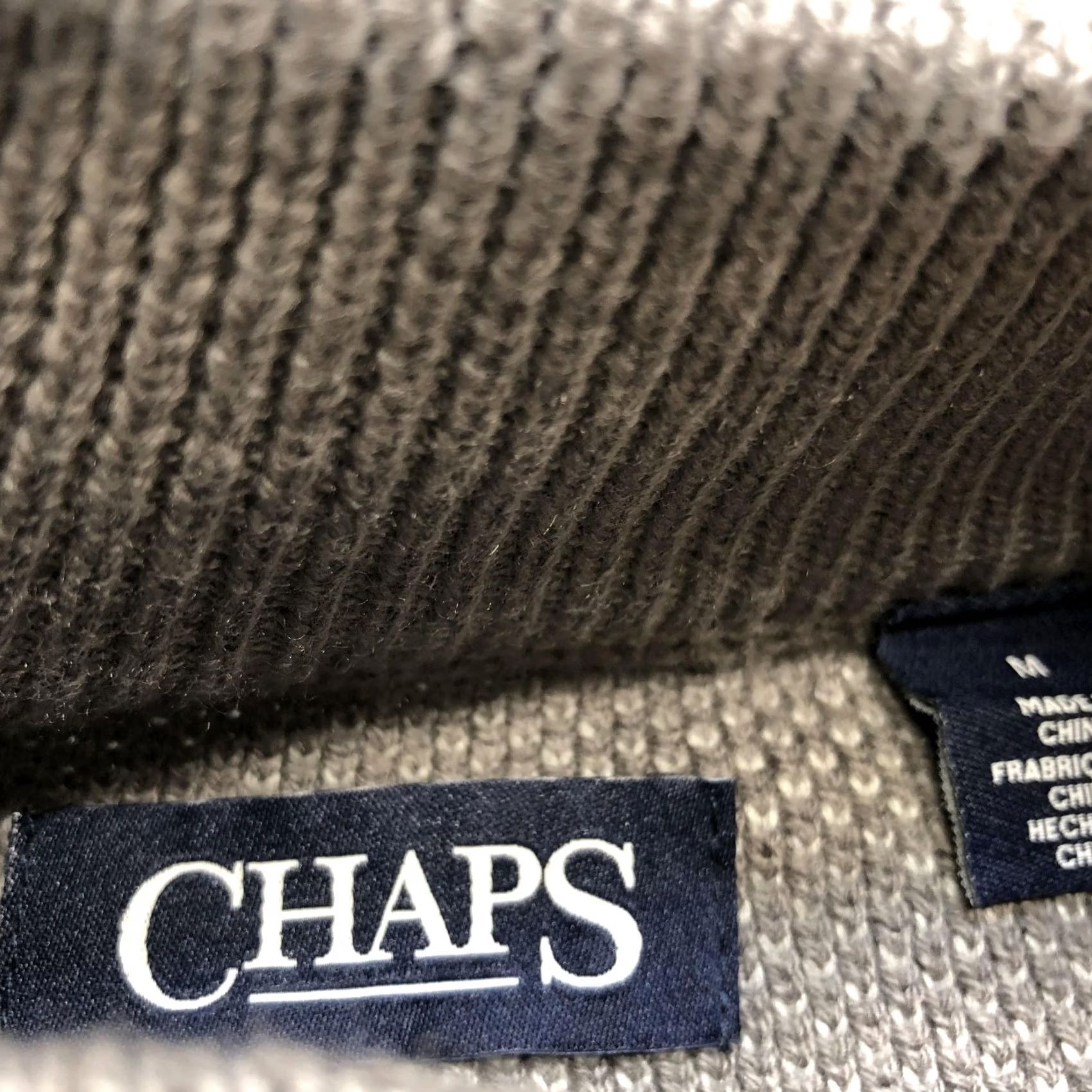 Chaps Chaps Sweater Mens Medium Gray Full Zip Mock Neck Waffle Knit Pullover Casual Size US M / EU 48-50 / 2 - 4 Thumbnail