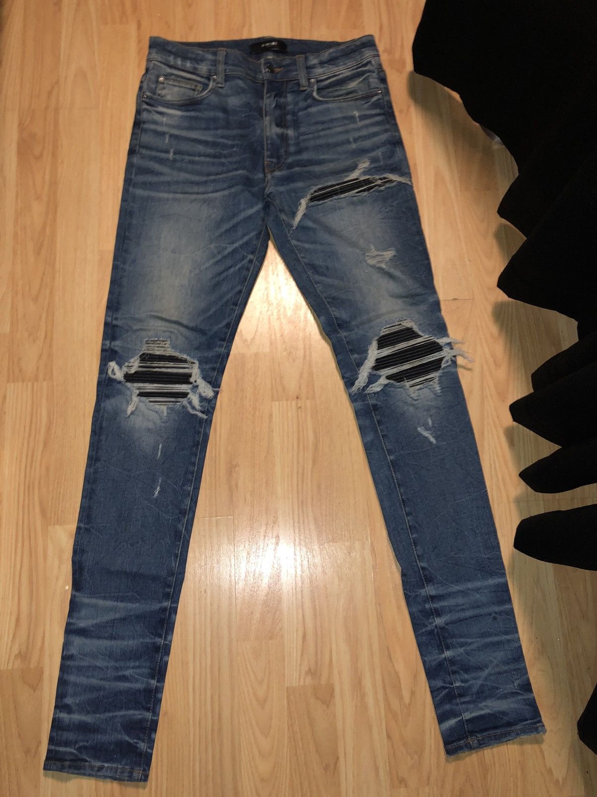Amiri Amiri Light Blue MX1 Distressed Skinny Jeans Size US 31 - 1 Thumbnail