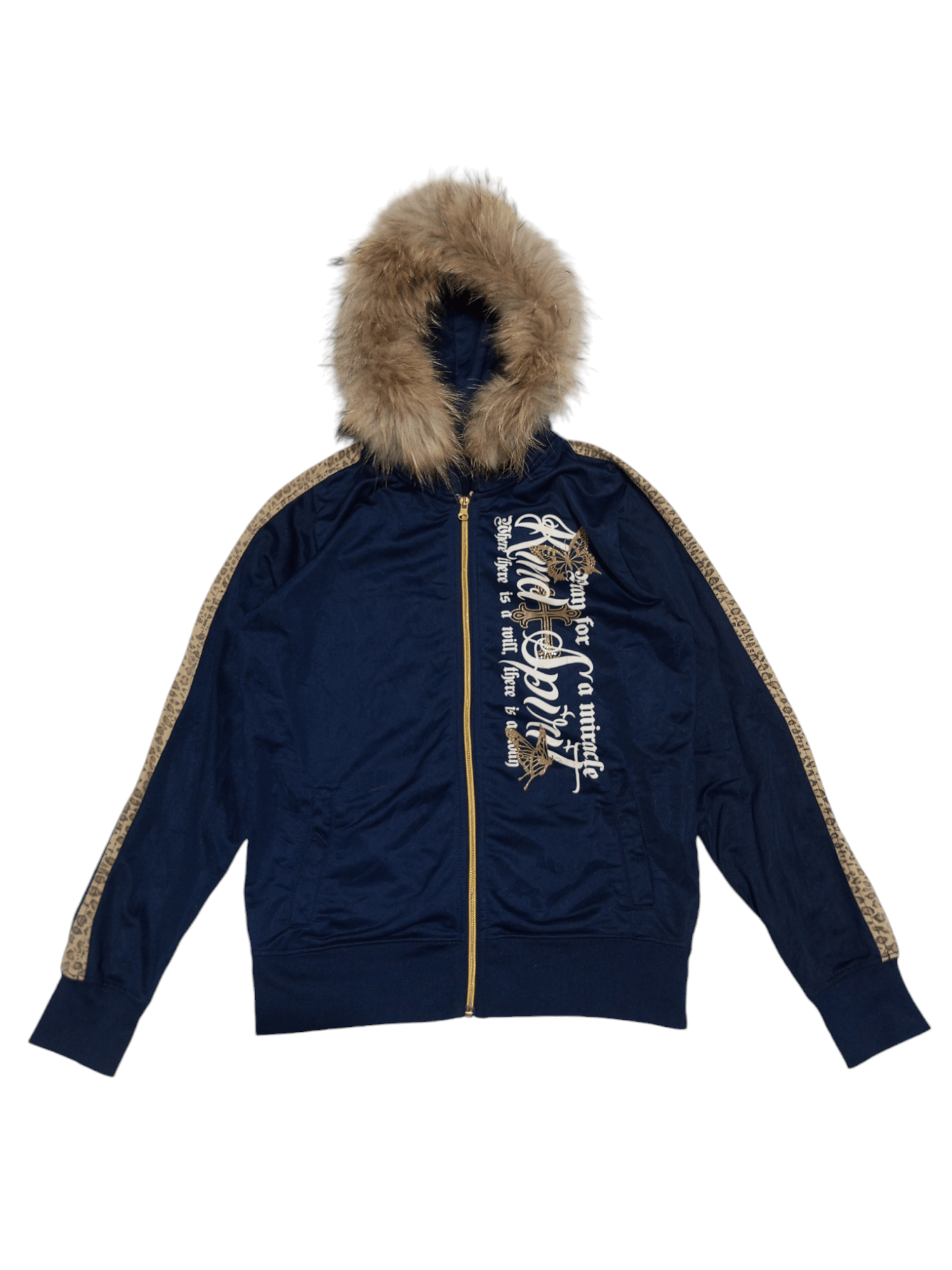 If Six Was Nine × Japanese Brand × Le Grande Bleu (L.G.B.) Vintage capalanca poem cross leopard fur hoodie Size US M / EU 48-50 / 2 - 1 Thumbnail