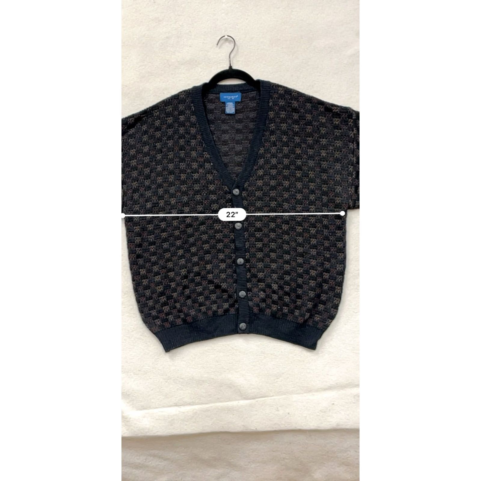 Vintage VINTAGE Towncraft Cardigan Sweater Mens L Black Checkered Pattern 6837 Size US L / EU 52-54 / 3 - 7 Thumbnail