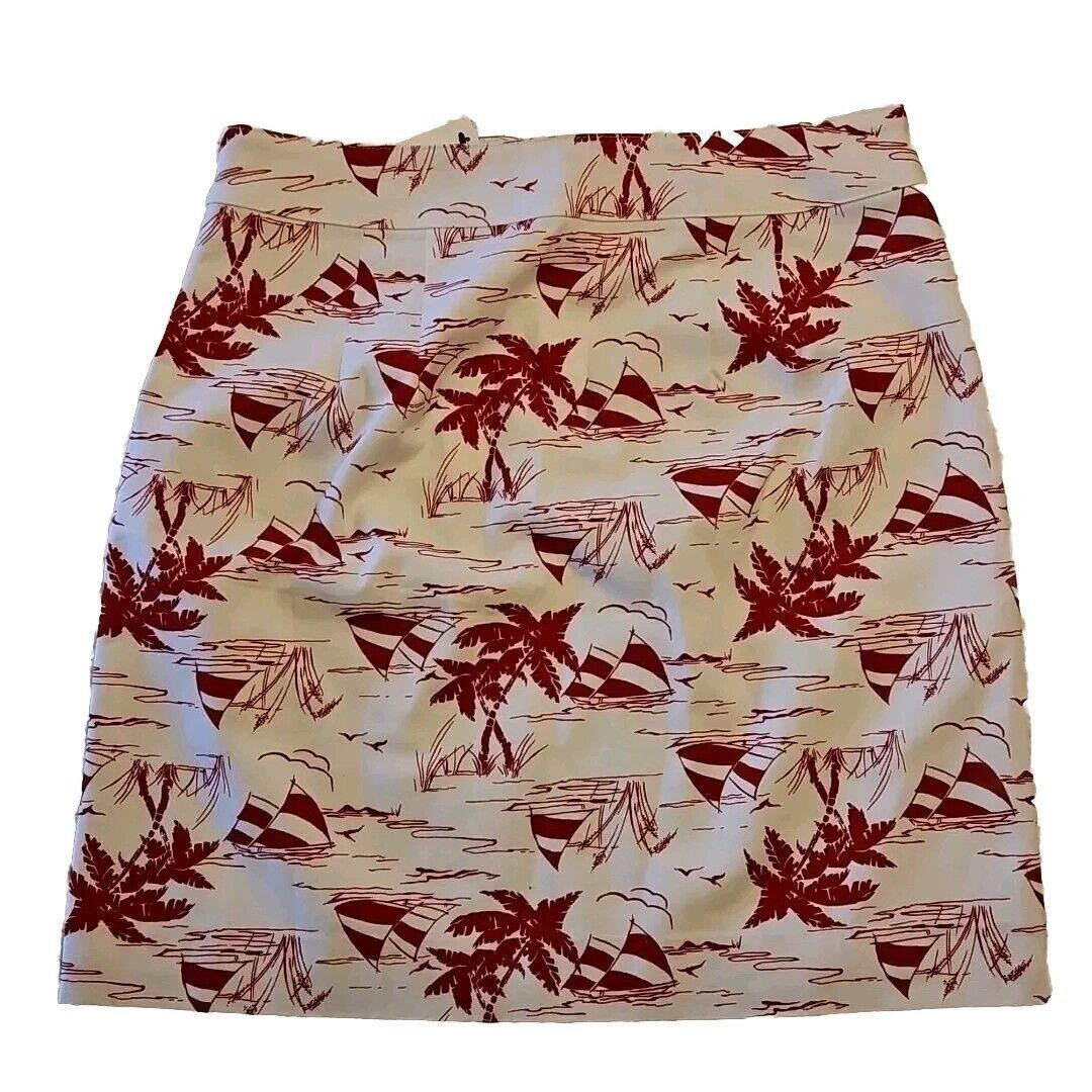 Talbots Talbots Nautical Sailboat Pencil Skirt Womens 2 Red White Co Size 26" / US 2 / IT 38 - 4 Thumbnail