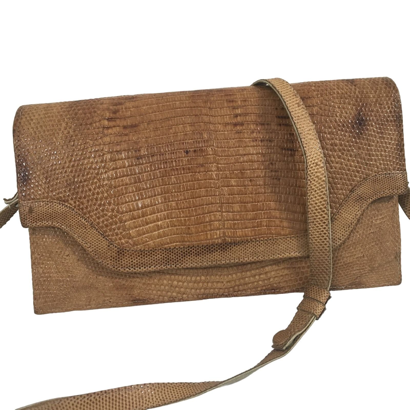 Other Vtg Small Brown Genuine LIZARD Iguana SKIN Clutch Purse Size ONE SIZE - 2 Thumbnail