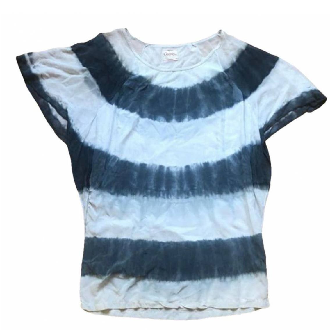 Gypsy 05 GYPSY 05 REVOLVE Navy Blue White Silk Dye Stripe Tunic Dress Size S / US 4 / IT 40 - 7 Thumbnail