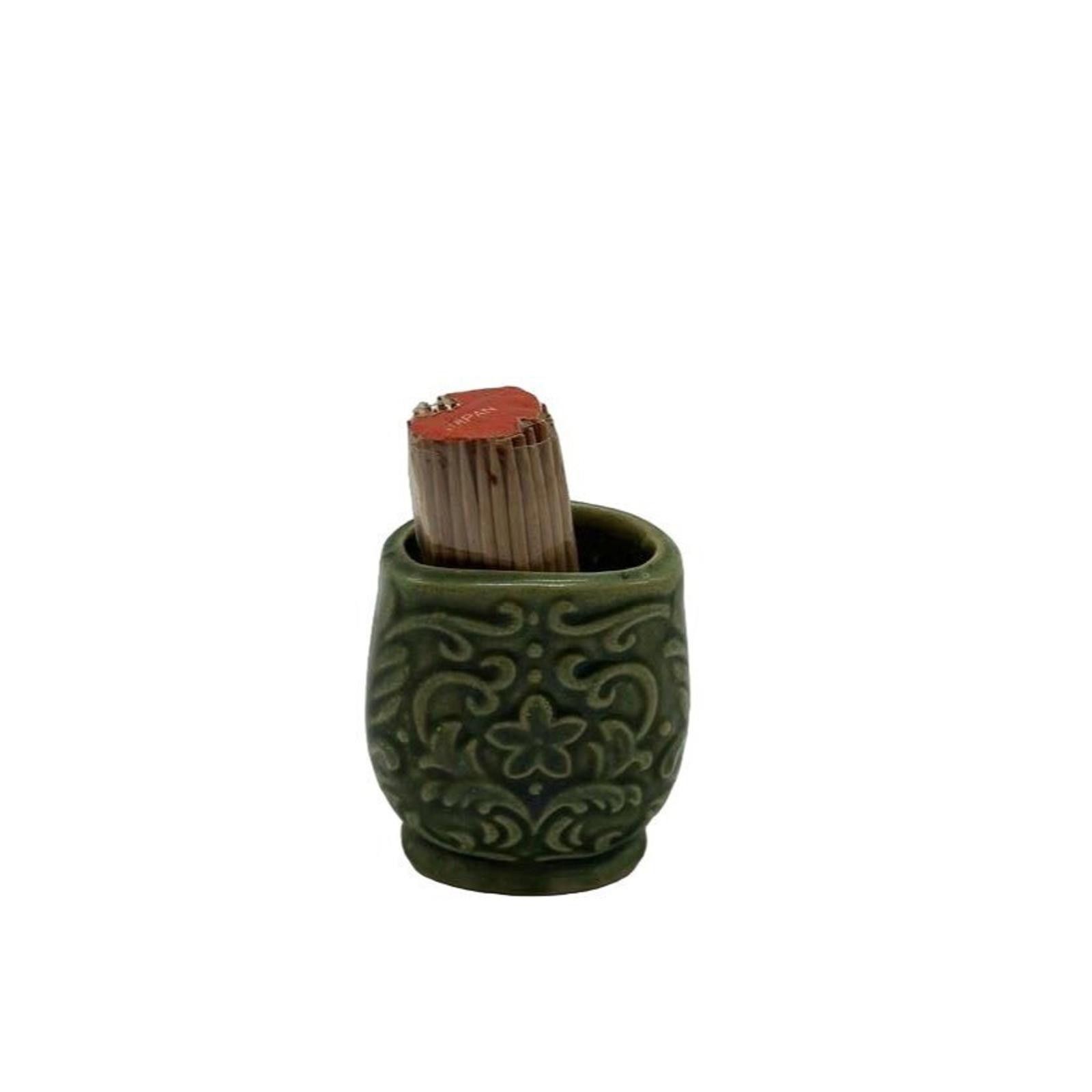 Unknown London Vintage Painted Porcelain Green Floral Toothpick Holder Size ONE SIZE - 2 Thumbnail