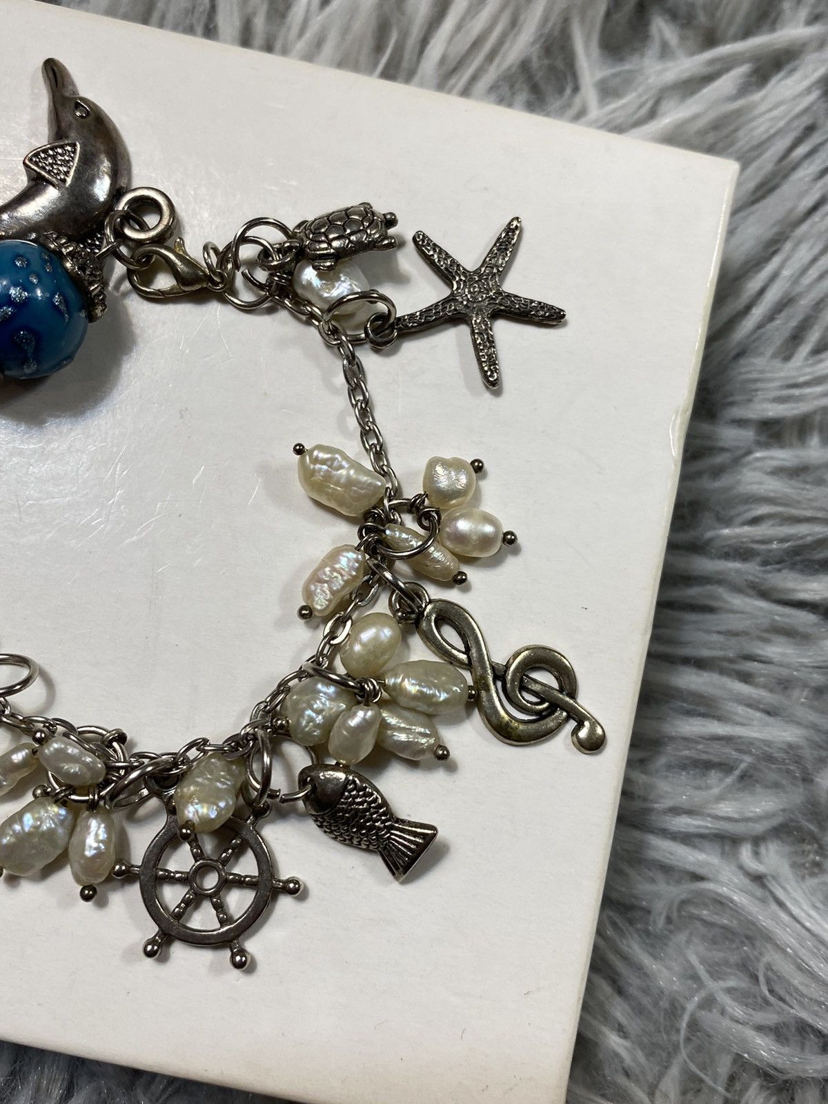Jewelry Silver Charm Bracelet with Pearls japanese brand Size ONE SIZE - 4 Thumbnail