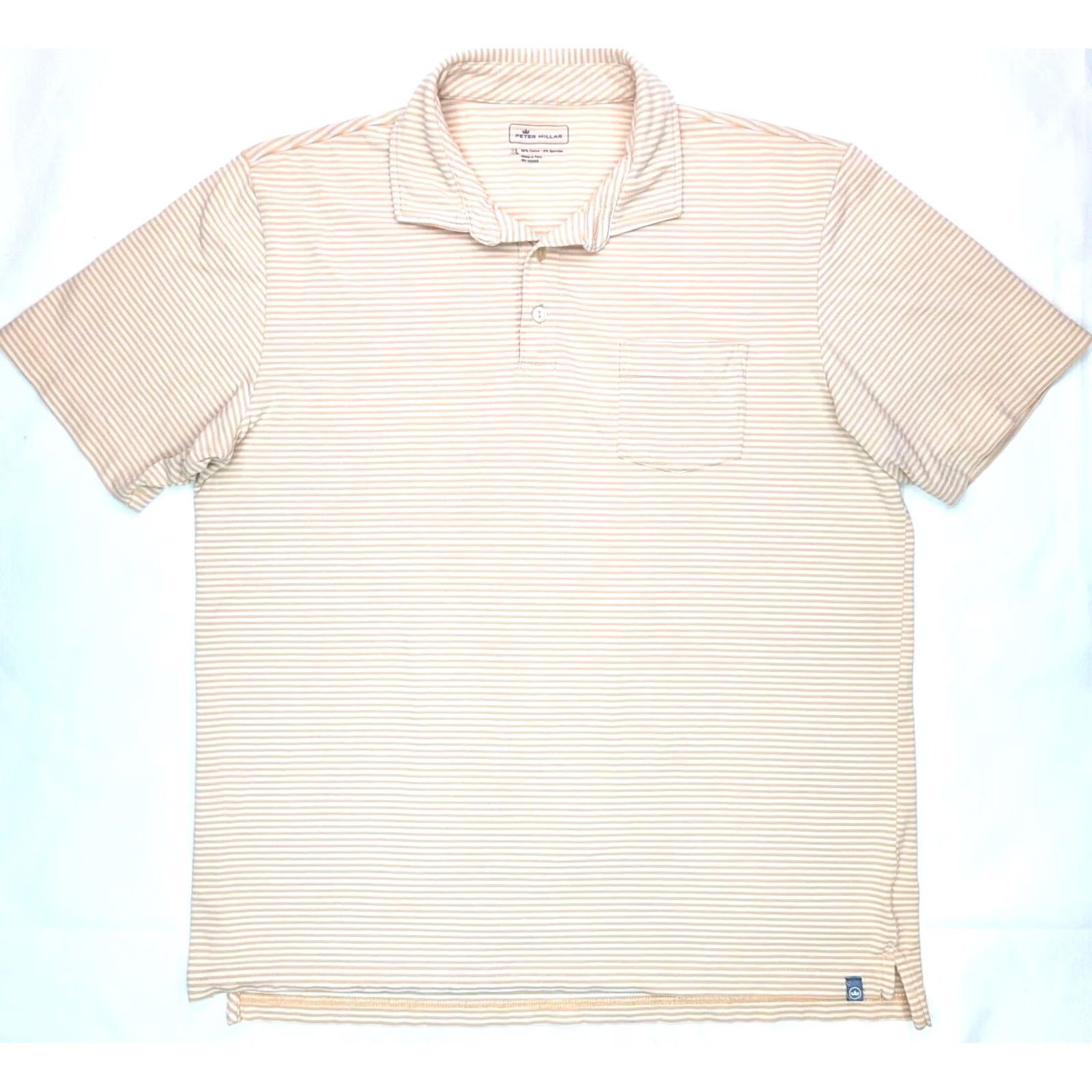 Peter Millar Peter Millar Golf Polo Shirt Men L Orange White Striped Performance Stretch Shirt Size US L / EU 52-54 / 3 - 4 Thumbnail