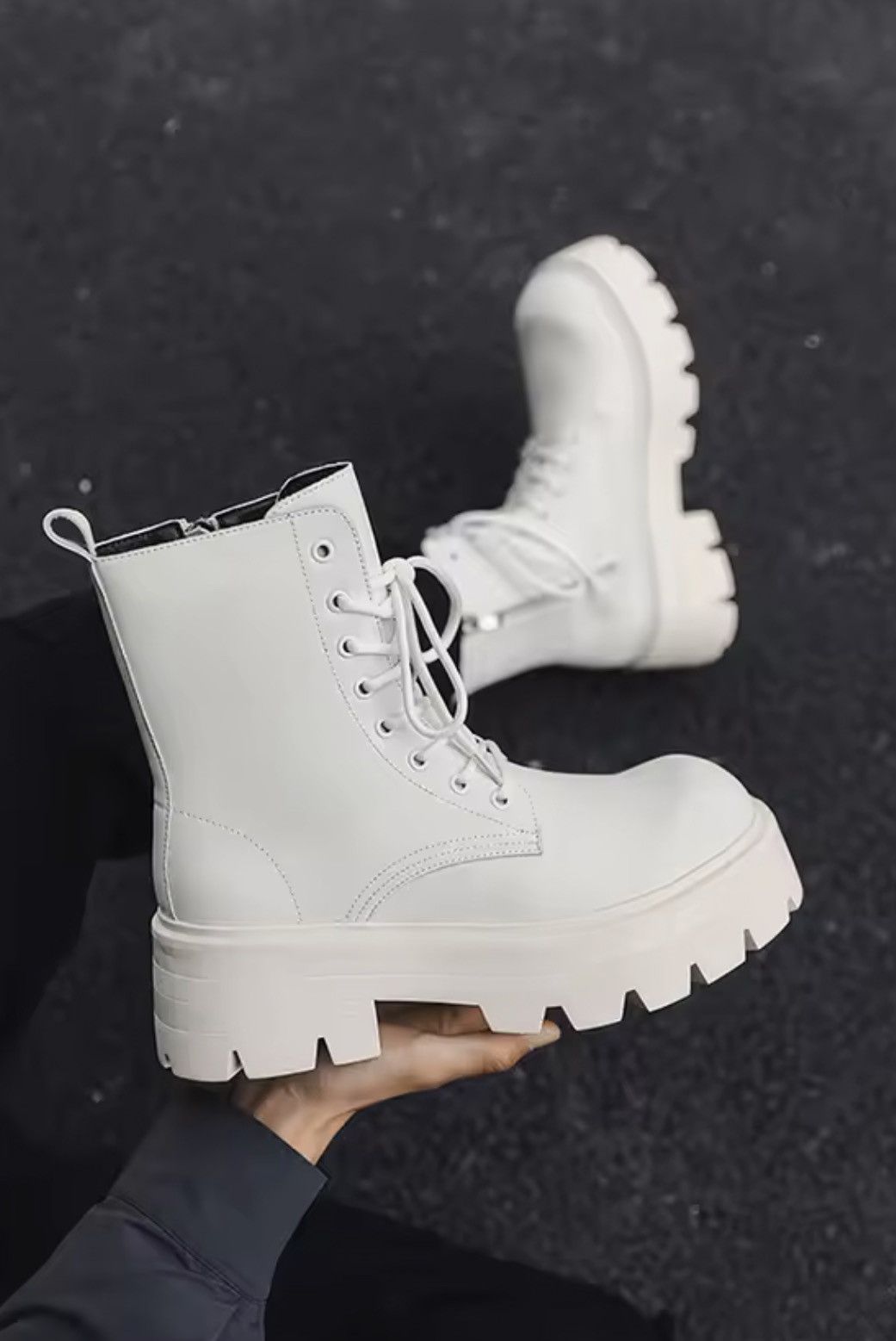 Japanese Brand Chunky Platform Split Leather Combat Boots ( Size 6-13 ) Size US 13 / EU 46 - 2 Thumbnail