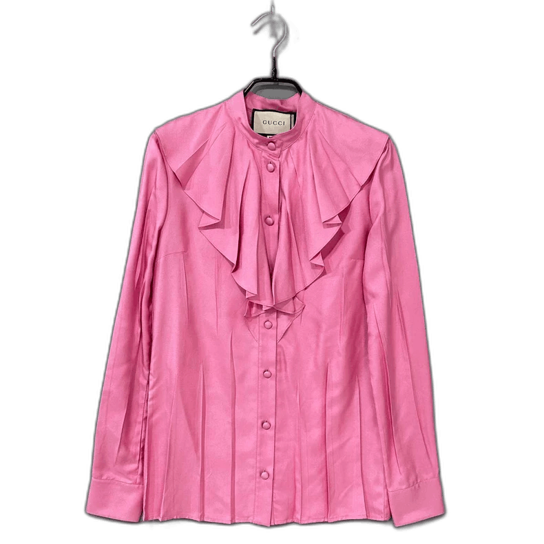 Gucci Pink Ruffled Blouse by Gucci Size S / US 4 / IT 40 - 1 Thumbnail