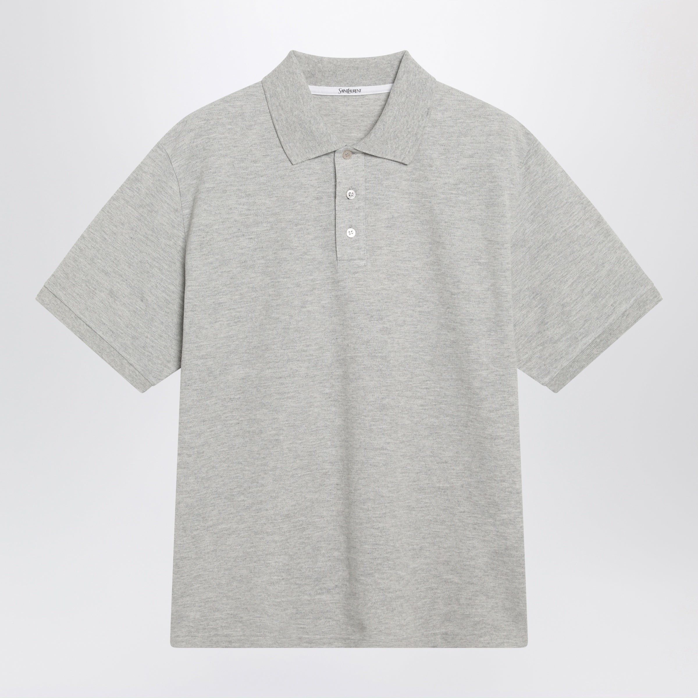 Saint Laurent Paris Saint Laurent Grey Cotton Pique Polo With Cassandre Logo Size US M / EU 48-50 / 2 - 1 Thumbnail
