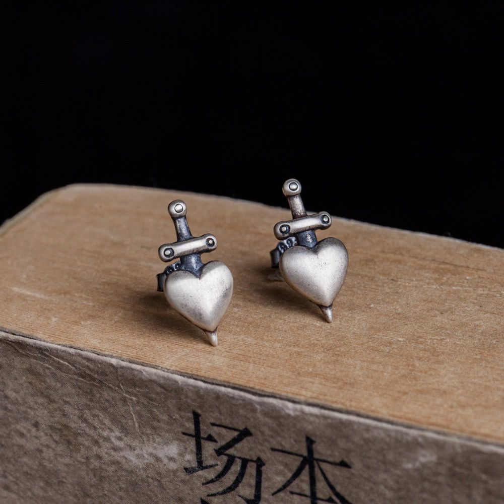 Jewelry Heart New Trend Earrings One Pairs Chrome Jewelry Size ONE SIZE - 1 Thumbnail