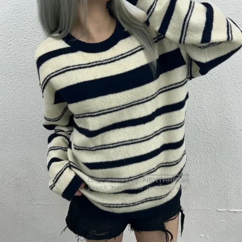 Our Legacy Our Legacy Navy Striped Ivory White Knit Top Size US M / EU 48-50 / 2 - 1 Thumbnail