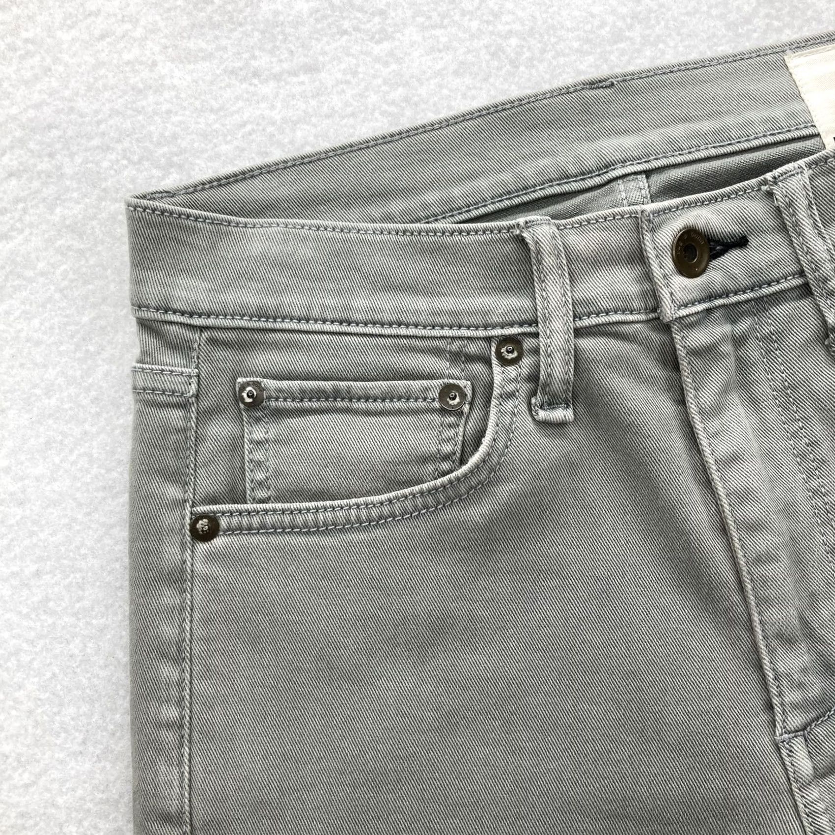 Rag & Bone rag & bone Jeans Mens 28x32 Slim Orca Grey Stretch Denim Skinny Preppy Leather Belt Pockets Zip Fly Size US 28 / EU 44 - 3 Thumbnail