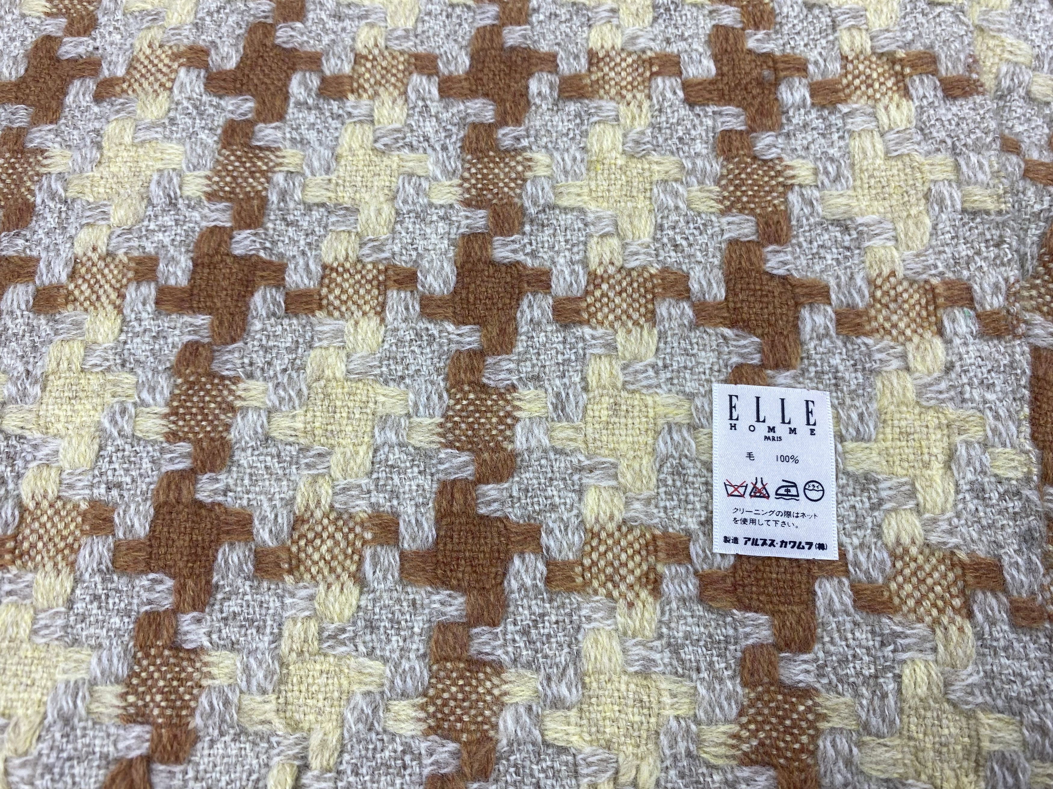 Vintage Vintage ELLE Homme Scarf – 90s Pure Wool Retro Muffler Size ONE SIZE - 7 Thumbnail