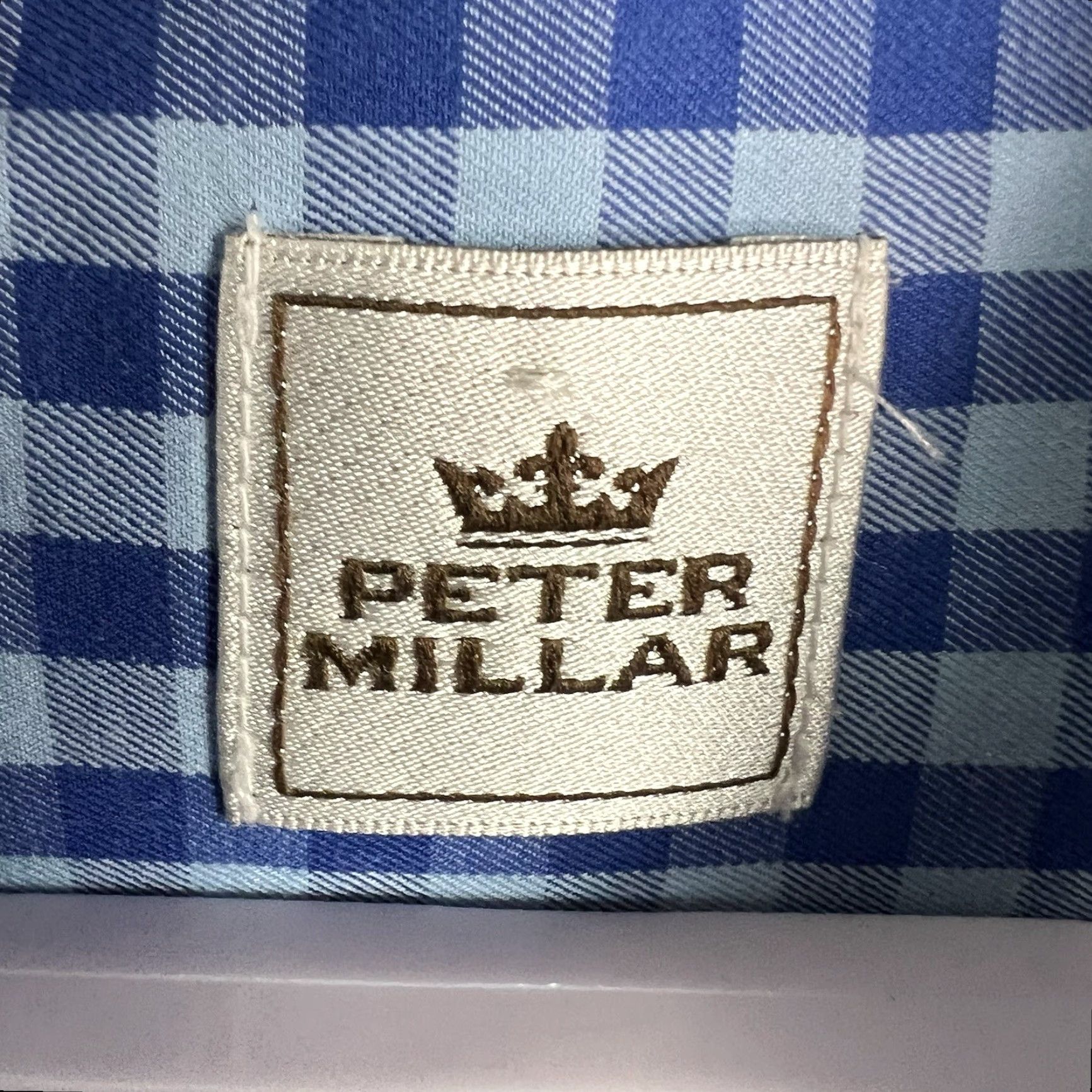 Peter Millar Peter Millar Shirt Adult XL Blue Button-Up Check Long Sleeve Cotton Spandex Preppy Mens Size US XL / EU 56 / 4 - 5 Thumbnail