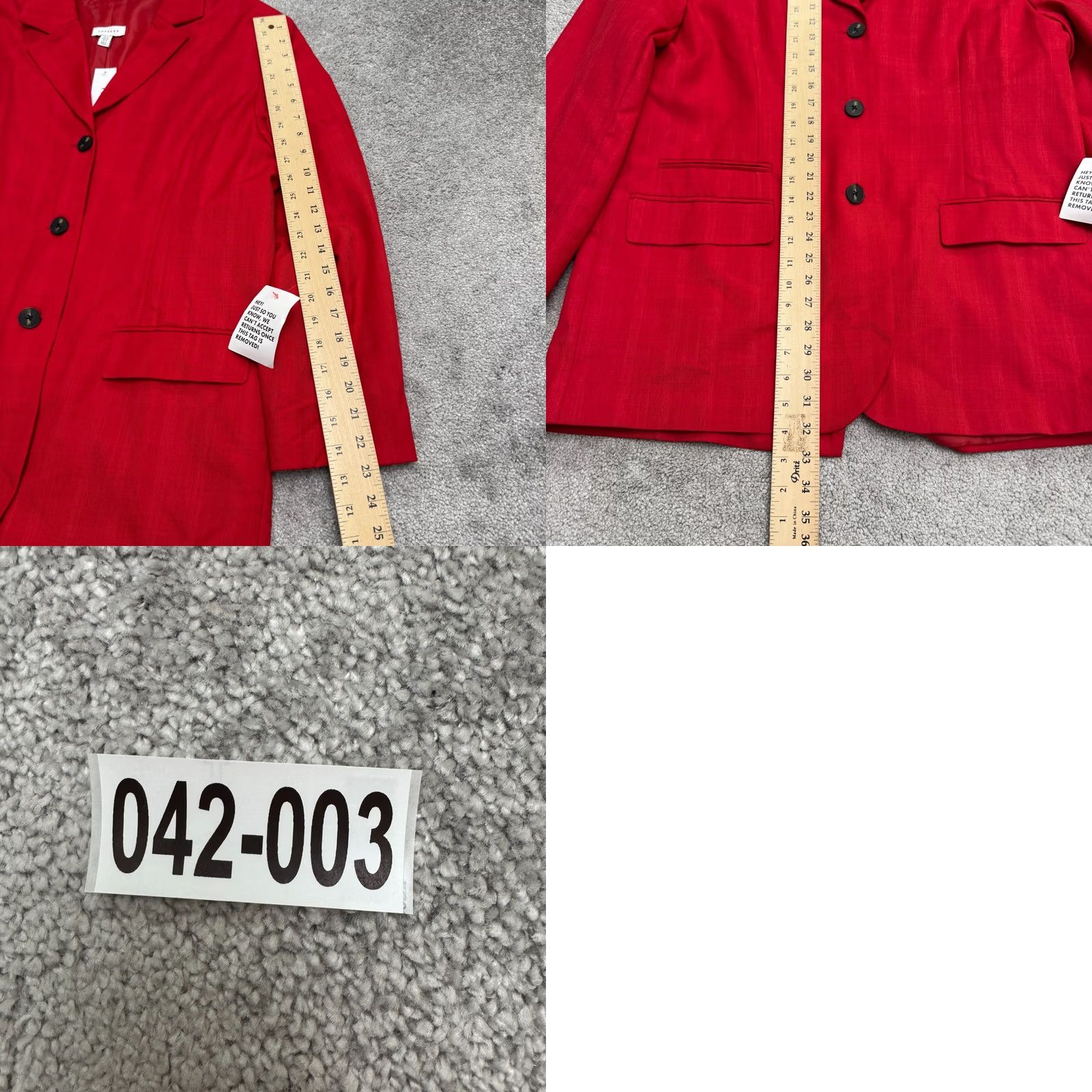 Topshop Topshop Blazer Jacket Womens 8 Red Notched Lapel Single Breasted Career Work NWT VINTAGE? Size M / US 6-8 / IT 42-44 - 9 Thumbnail