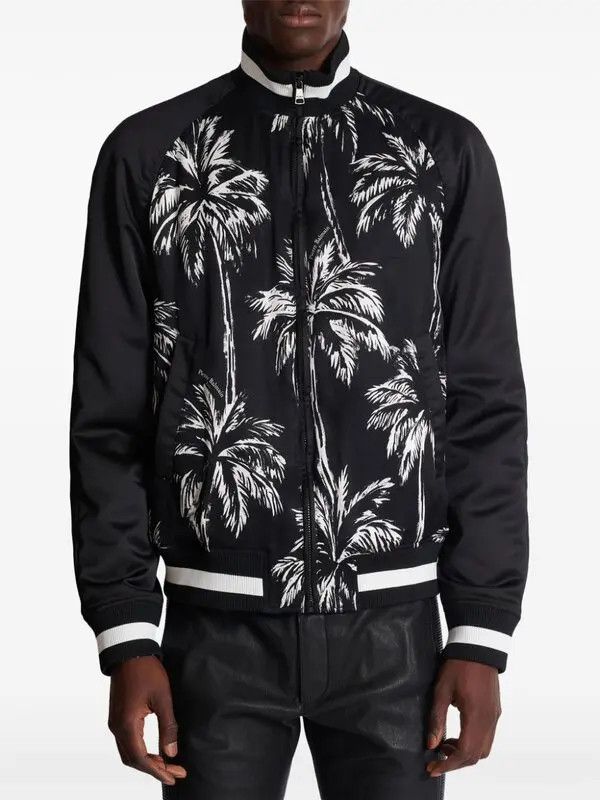Balmain o1s1wg111025 Palm Tree Print Bomber Jacket in Black Size US L / EU 52-54 / 3 - 5 Thumbnail