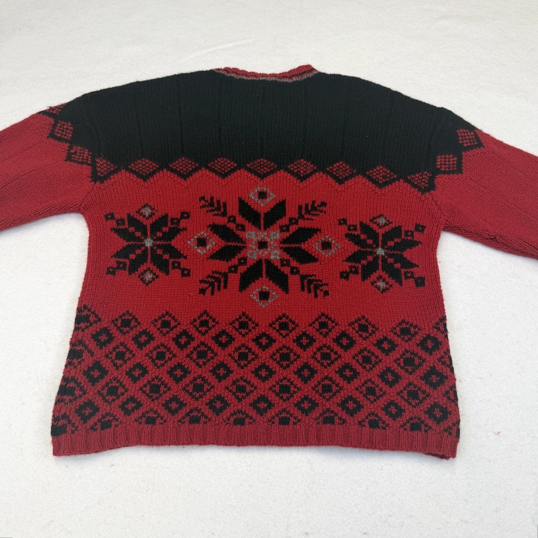 Vintage VTG Maurices Sweater Womens Large Red Wool Fair Isle Ski Christmas Snowflake Size L / US 10 / IT 46 - 7 Thumbnail