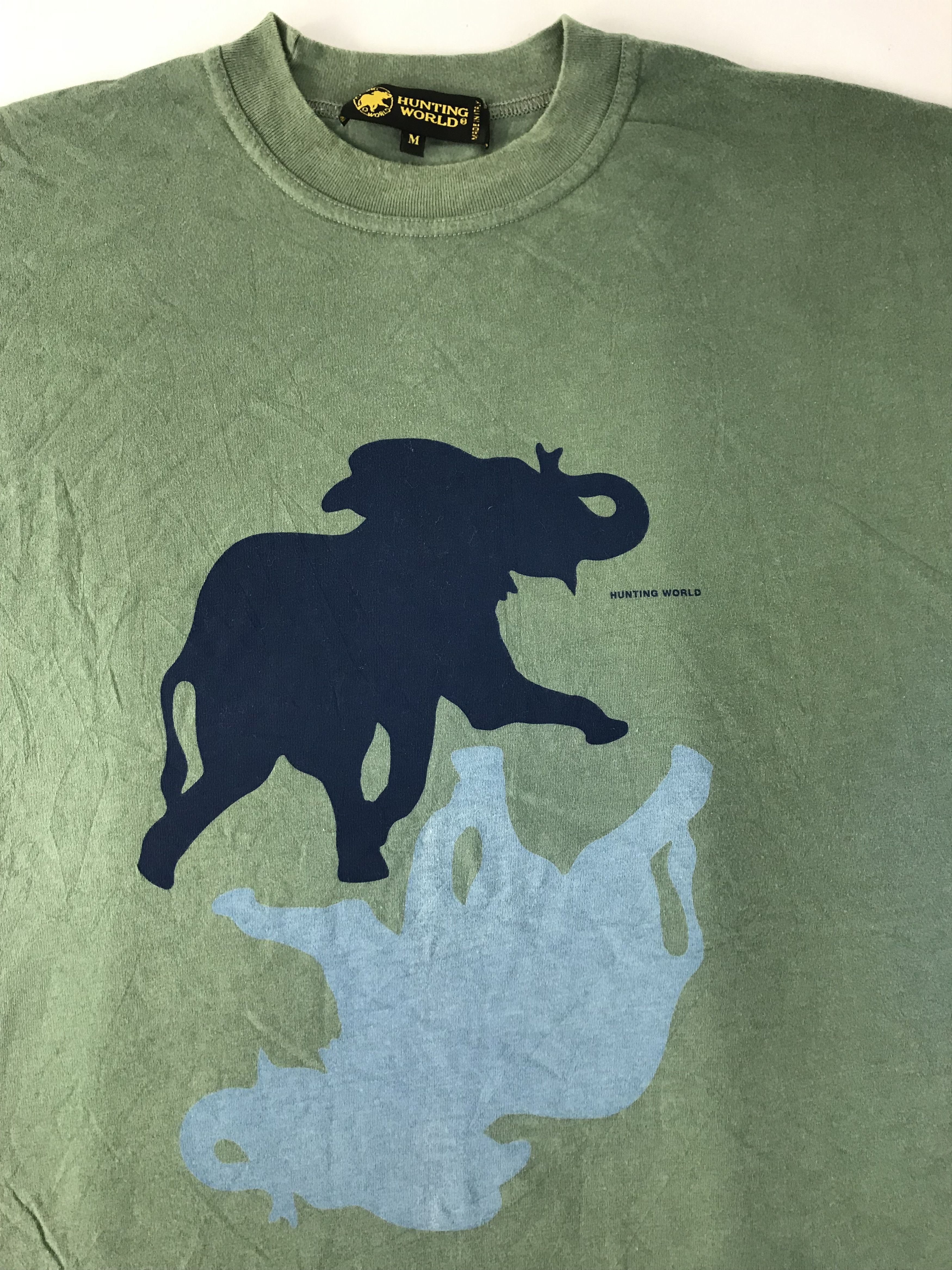 Vintage Hunting World Made In Italy Big Duo Elephant Printed Tee Size US L / EU 52-54 / 3 - 4 Thumbnail