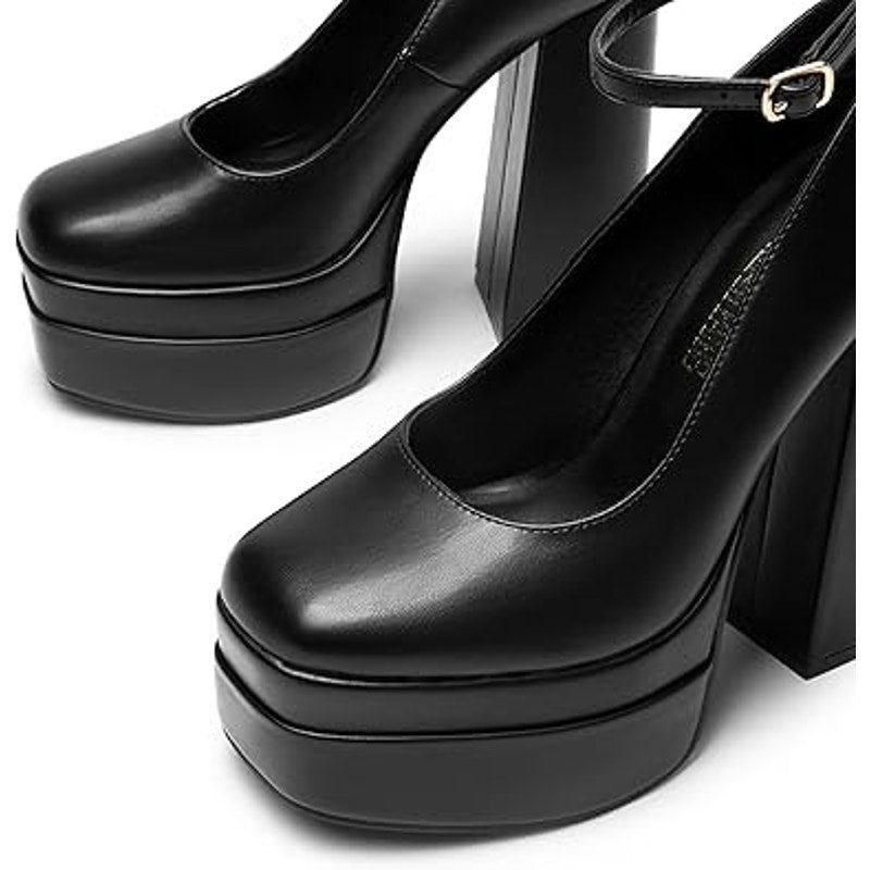 Other Dream Pairs Women's 8.5 Black Closed Toe Platform Heels Size US 8.5 / IT 38.5 - 5 Thumbnail