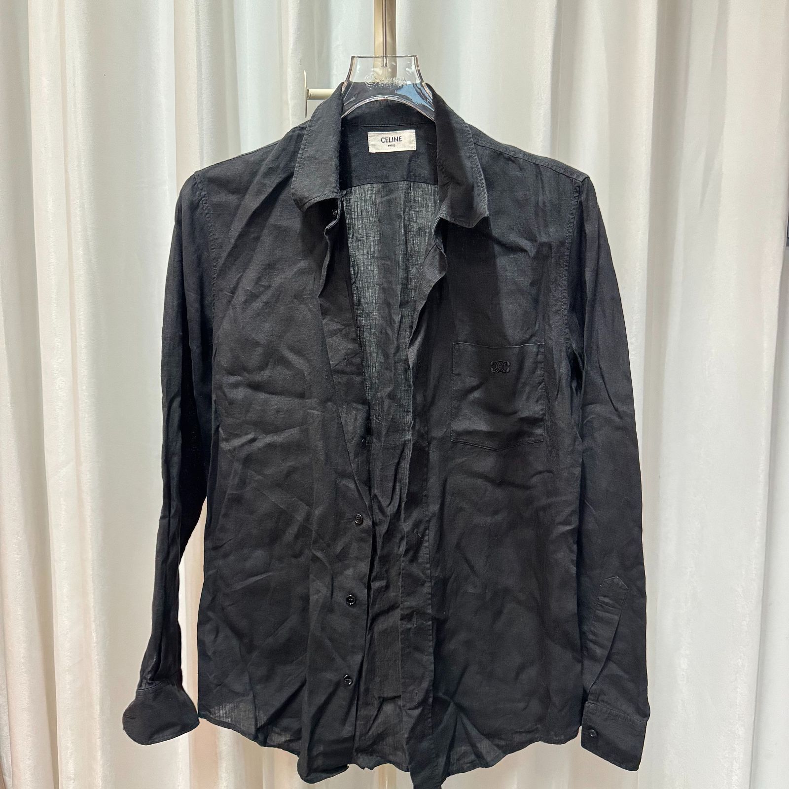 Celine Celine Black Linen Button Up Shirt Size 38 Size S / US 4 / IT 40 - 1 Thumbnail