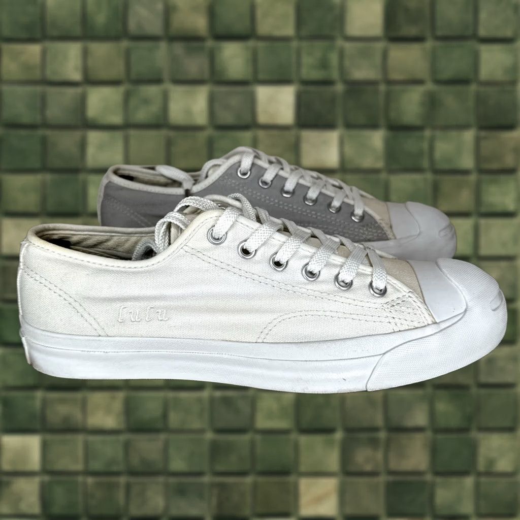 Converse Converse Jack Purcell Low White Gray Canvas Sneakers Mens 7 Womens 8.5 Size US 9 / IT 39 - 1 Thumbnail