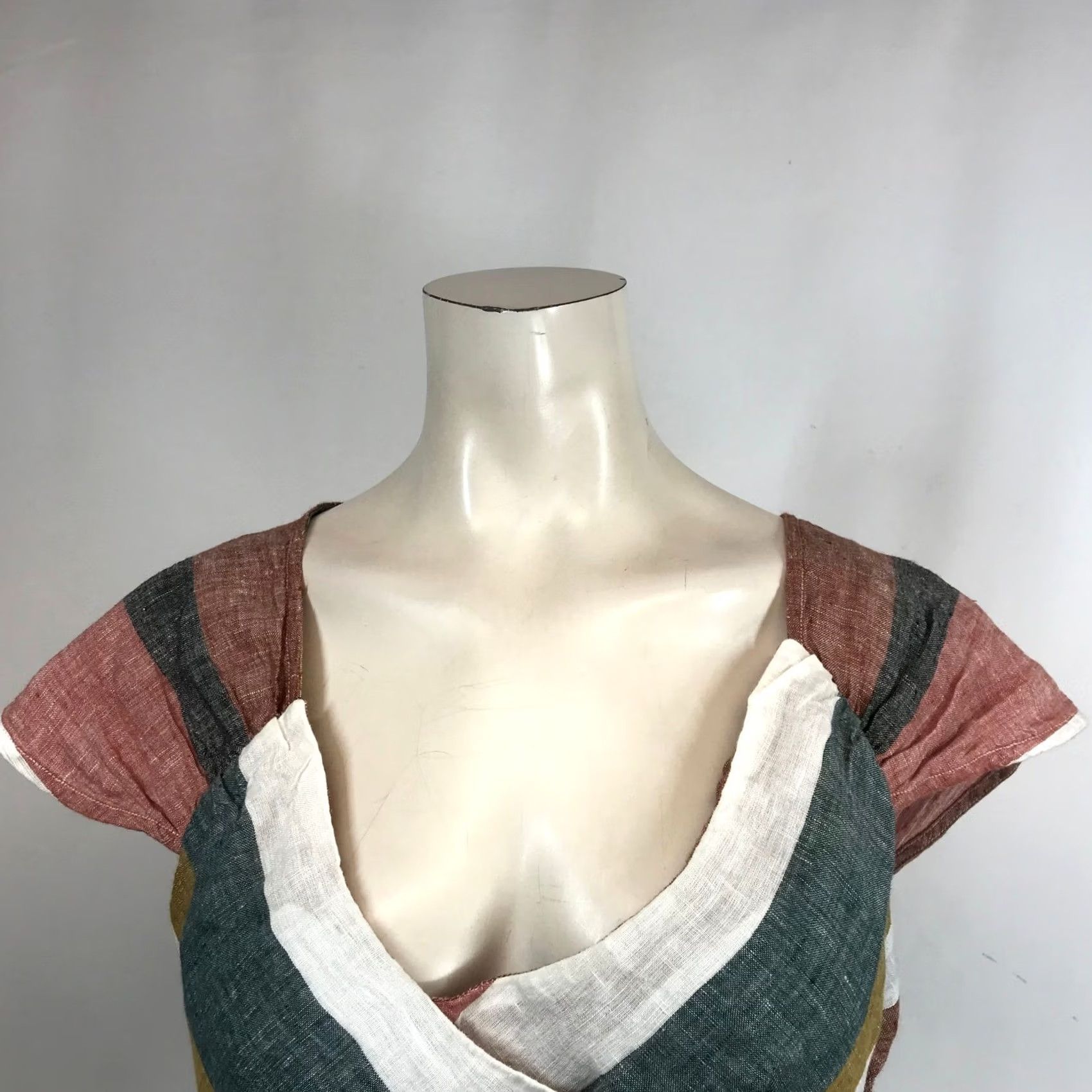 Free People Free People Striped Wrap Crop Top Shirt Women Small Short Sleeve V-Neck Cropped Boho Beach Summer White Size ONE SIZE - 2 Thumbnail