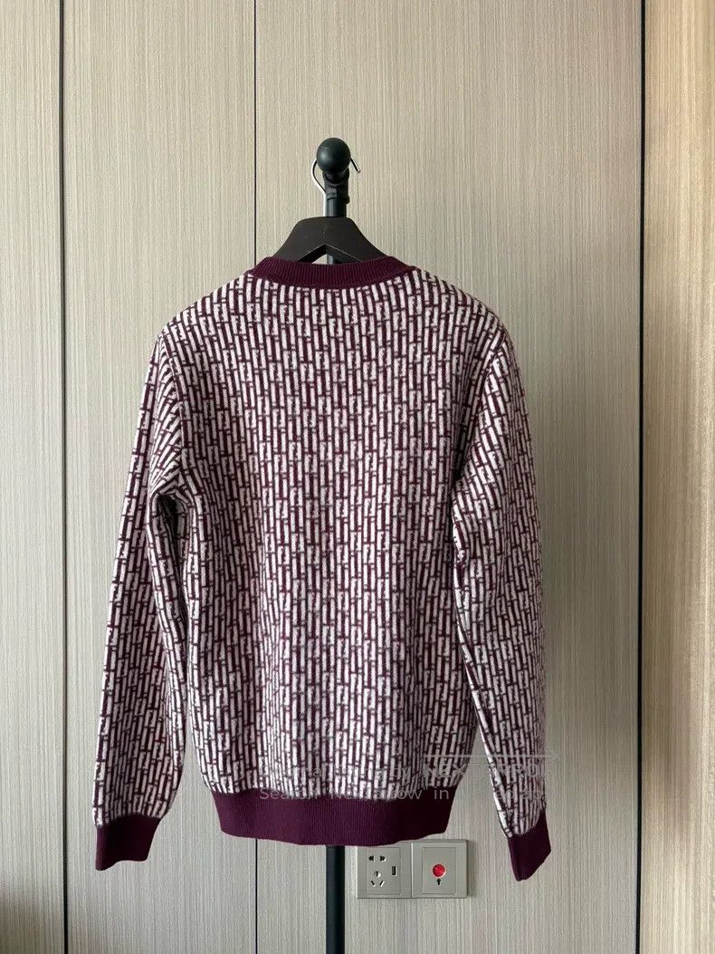 Fendi Fendi Men's Collar Sweater in Classic FF Logo Wine Red Size US S / EU 44-46 / 1 - 2 Thumbnail
