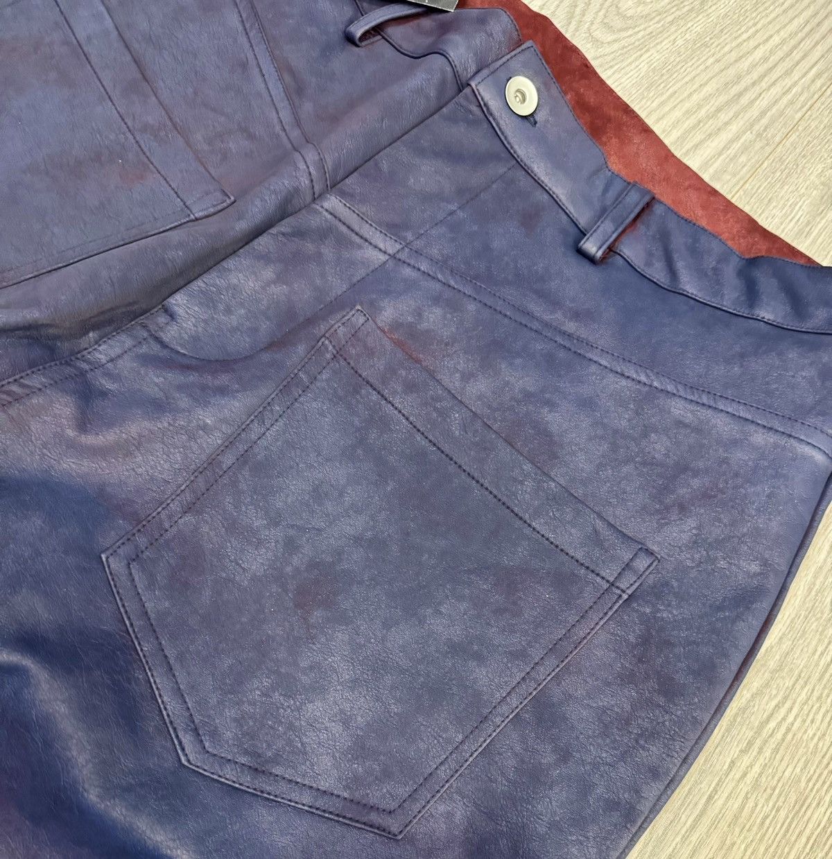 Japanese Brand × Vintage Avant garde reverse front washed pu leather gradient pants Size US 32 / EU 48 - 6 Thumbnail