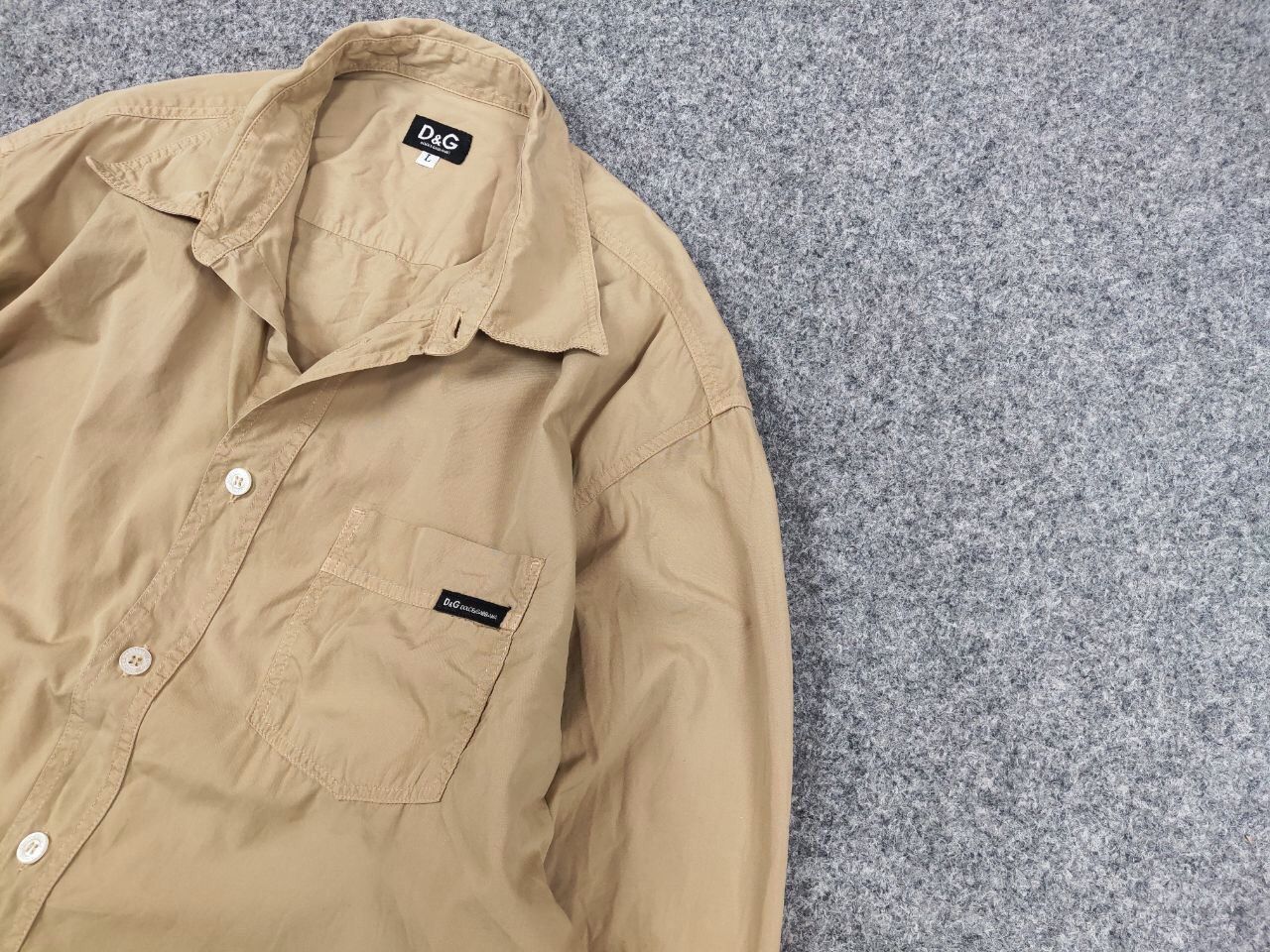 Dolce & Gabbana Vintage Dolce & Gabbana Logo Beige Cotton Button Shirt Size US L / EU 52-54 / 3 - 4 Thumbnail