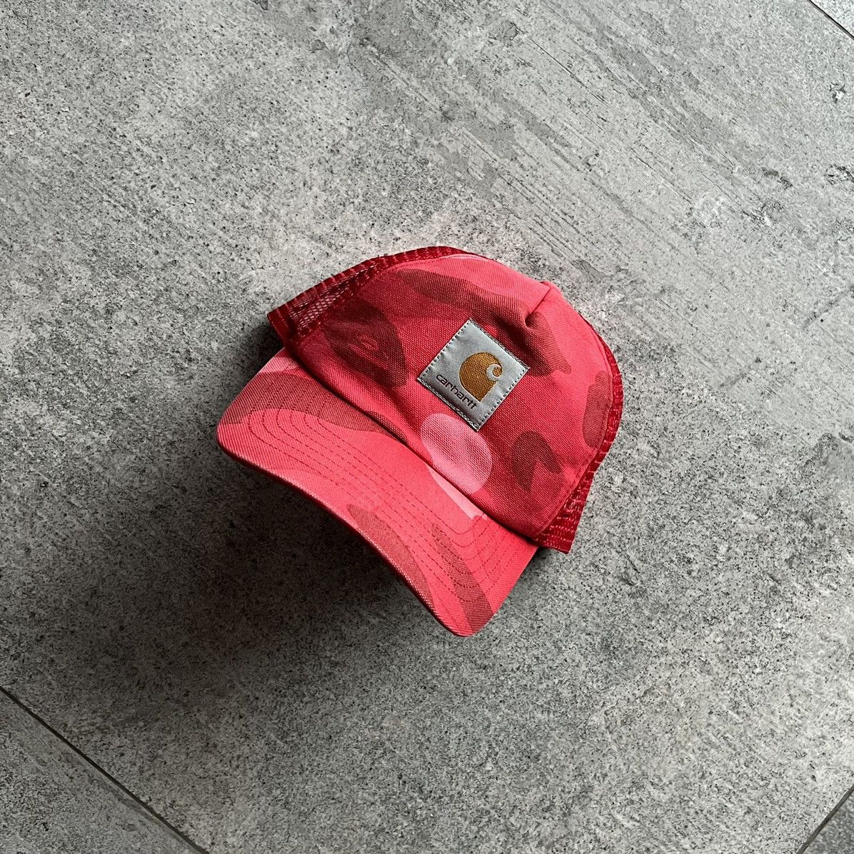 image of A Bathing Ape Bape x Carhartt Canvas Red Camo Trucker Hat, Men's