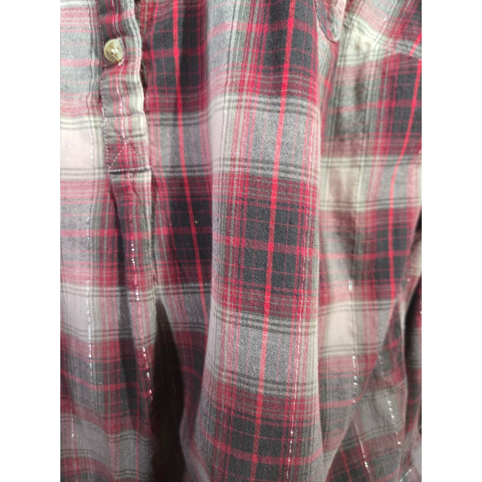 Other Cato Woman Red Burgundy Plaid Henley Top 18W/20W Plus Size XXL / US 16-18 / IT 52-54 - 2 Thumbnail