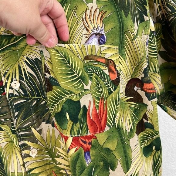 Vintage VTG Hawiian Tropical Bird of Paradise Jungle Forest Print Sh Size US XXL / EU 58 / 5 - 3 Thumbnail