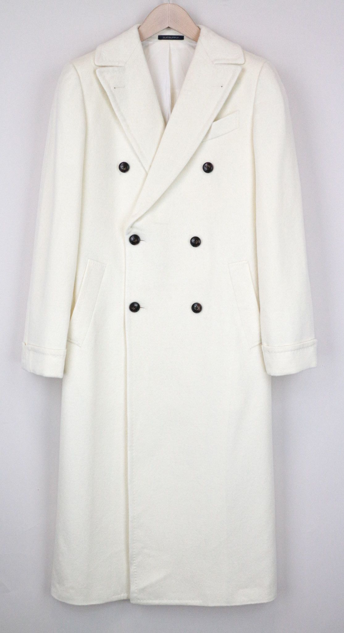 image of Suitsupply Merano Uk36R Off-White Circular Cashmere Coat 68839 in Off White, Men's (Size Small)
