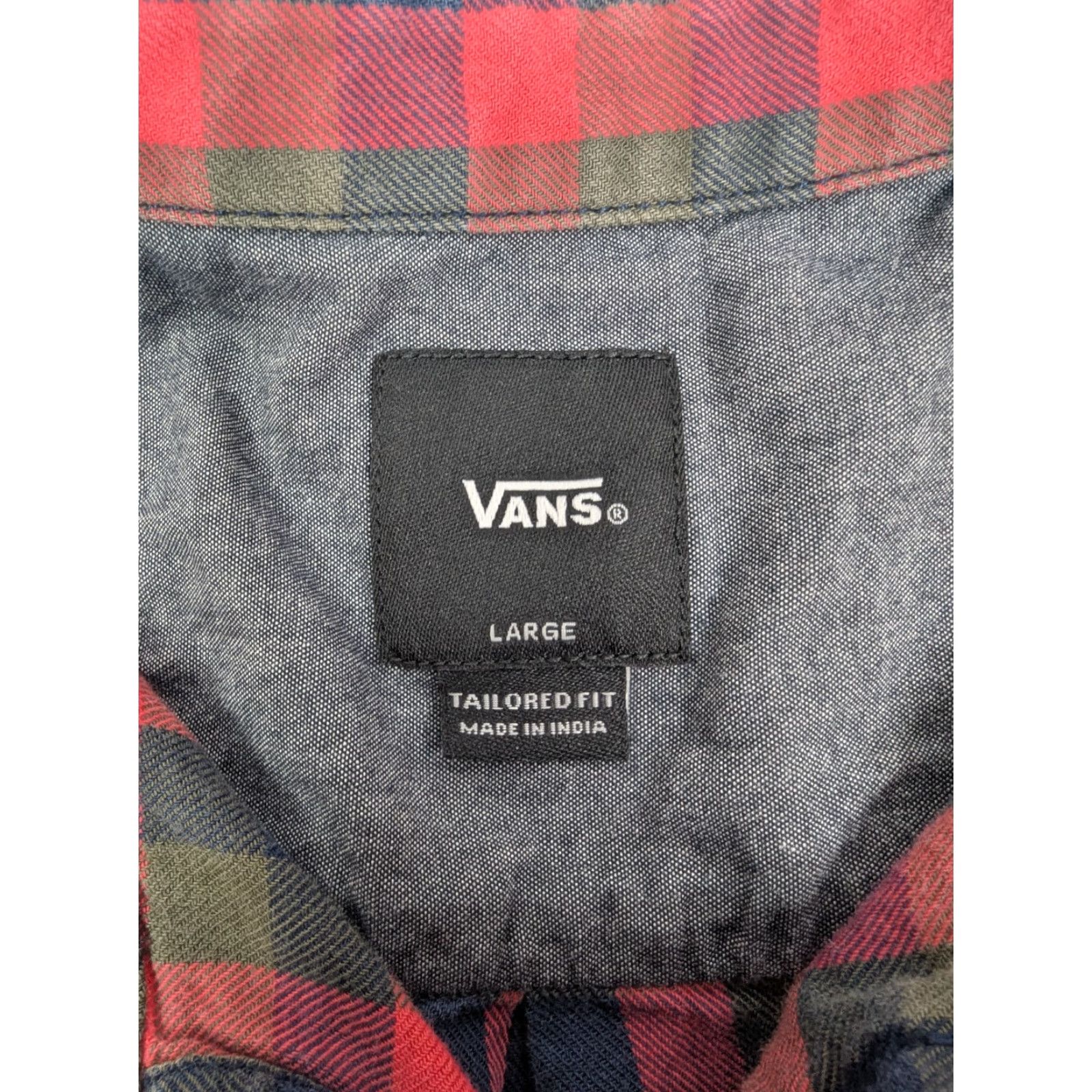 FRED Vans Shirt Mens Large Red Plaid Flannel Button Up Long Sleeve Tailored Fit Size US L / EU 52-54 / 3 - 7 Thumbnail