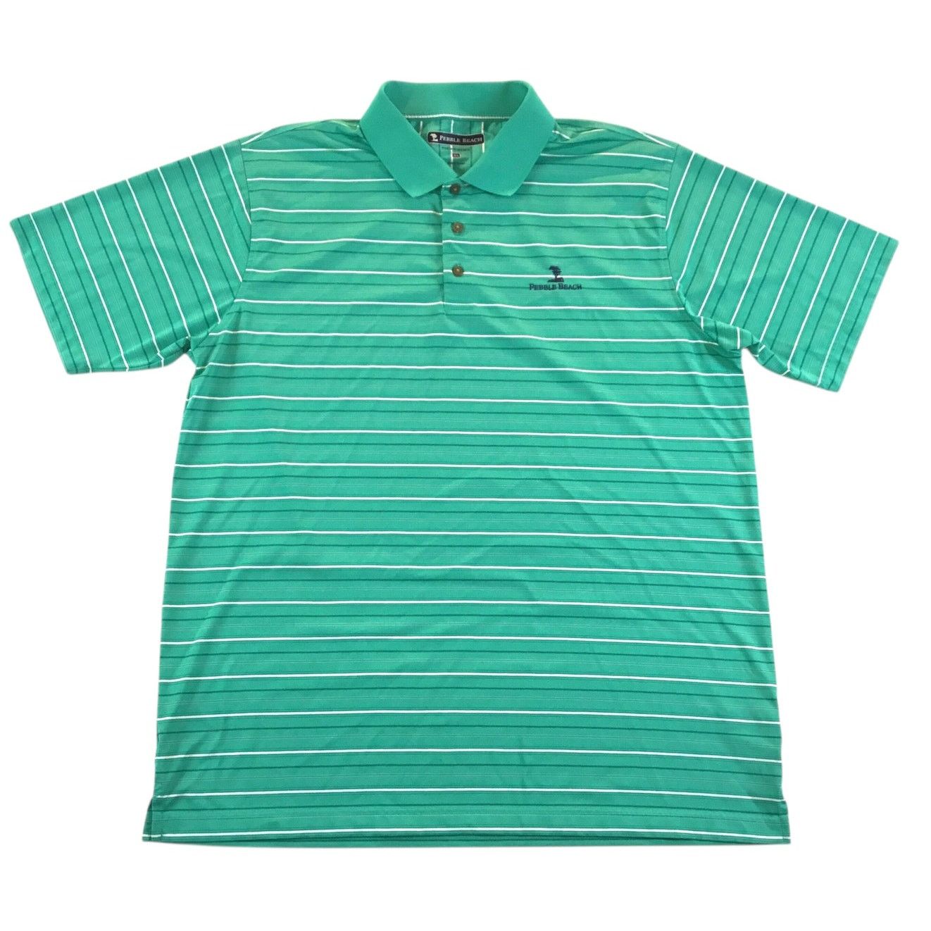 Other Pebble Beach Golf Performance Polo Shirt Green Stripe XL Size US XL / EU 56 / 4 - 1 Thumbnail